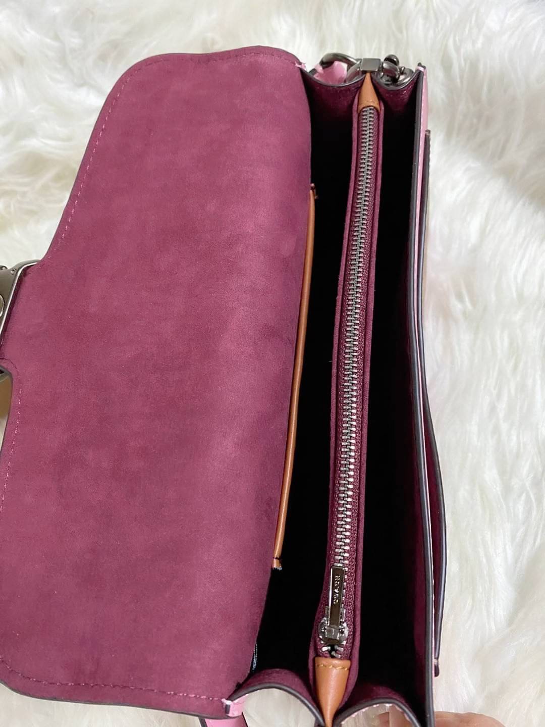 Coach Tabby Shoulder Bag 26 Polished pebble leather, suede and refined calf leather Inside zip and multifunction pockets