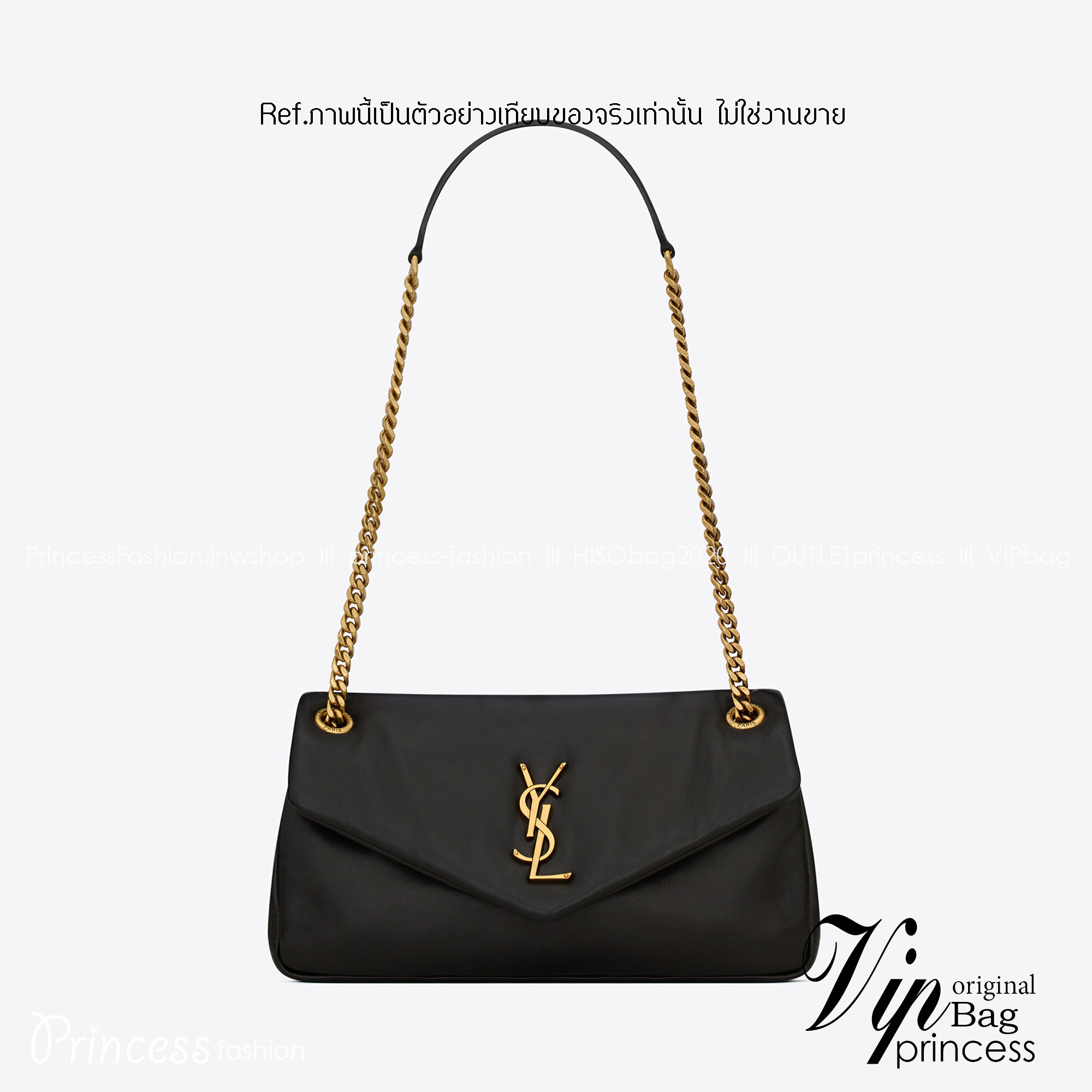YSL CALYPSO IN PLUNGED / YSL Calypso Padded Leather Shoulder Bag กระเป๋าสะพาย คอลใหม่ ดีไซน์โลโก้โดดเด่น อะไหล่ทอง