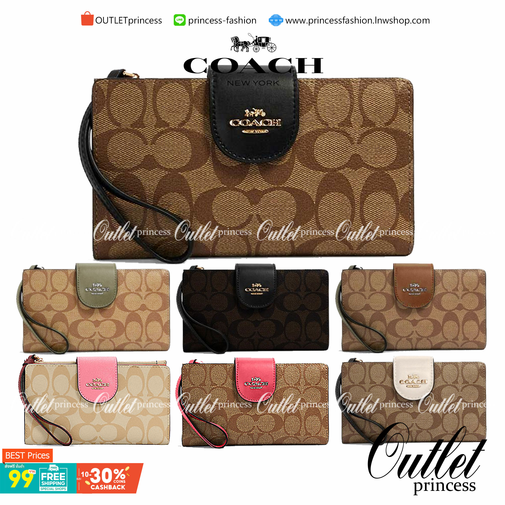 พร้อมส่ง 7 สี COACH C2874 TECH WALLET IN COLORBLOCK SIGNATURE CANVAS จัดให้สีใหม่ก่อนใคร!! ดีไซน์ใหม่ คอลเลคชั่นสวยหรู กระเป๋าสตางค์พร้อมสายคล้องมือ ง่ายต่อชีวิตมากจ้า!! มันดีอะไรเบอร์นี้ ใส่ได้ทั้งบัตร และโทรศัพท์ก็ใส่ได้ทุกรุ่น แถมยังมีช่องซิปแยกไปอีก ช