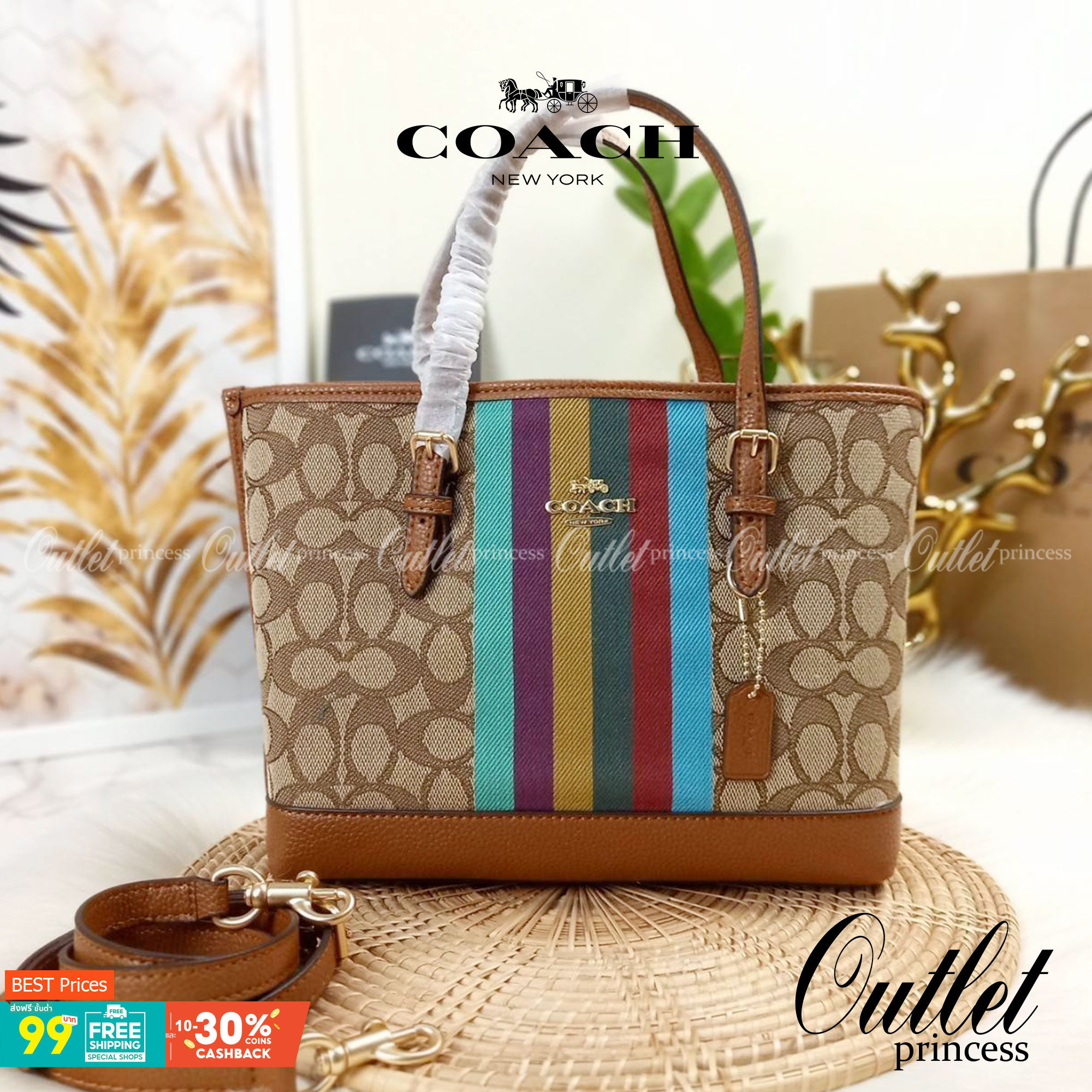 เอาอีกแล้วนะยูวว สวยน่ารักเบอร์นี้ COACH MOLLIE 25 TOTE IN SIGNATURE JACQUARD WITH STRIPES (C4086)🌺รีบมาสวยก่อนใครที่นี่เลย🤩🌈//กระเป๋าถือ กระเป๋าสะพาย ทรง TOTE ขนาดน่ารักกำลังดี ดีไซน์ใหม่ ลวดลายโดดเด่นสะดุดตา//วัสดุJACQUARDทอลาย ผ