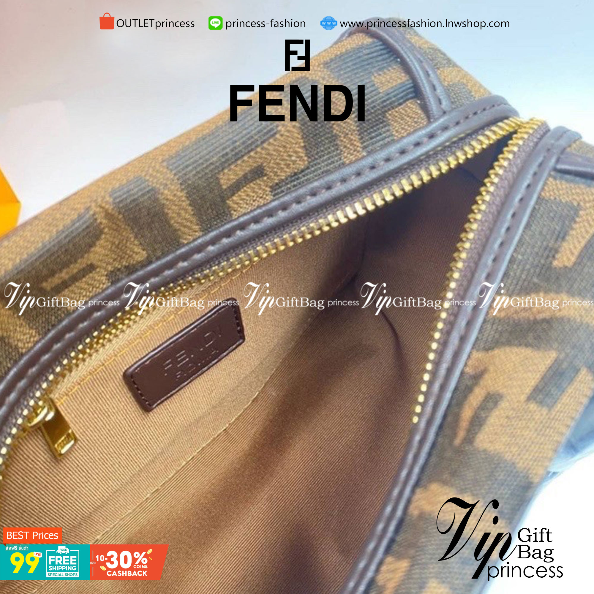 VIP 】FENDI MONOGRAM BOX BAG กระเป๋าสะพายลายโมโนแกรม อะไหล่ทอง มาพร้อมสายสะพายยาว ภายในโล่งกว้าง ขนาดกำลังน่ารักเลยค่ะ ไอเท็มมาใหม่แนะนำ ห้ามพลาดน้าา