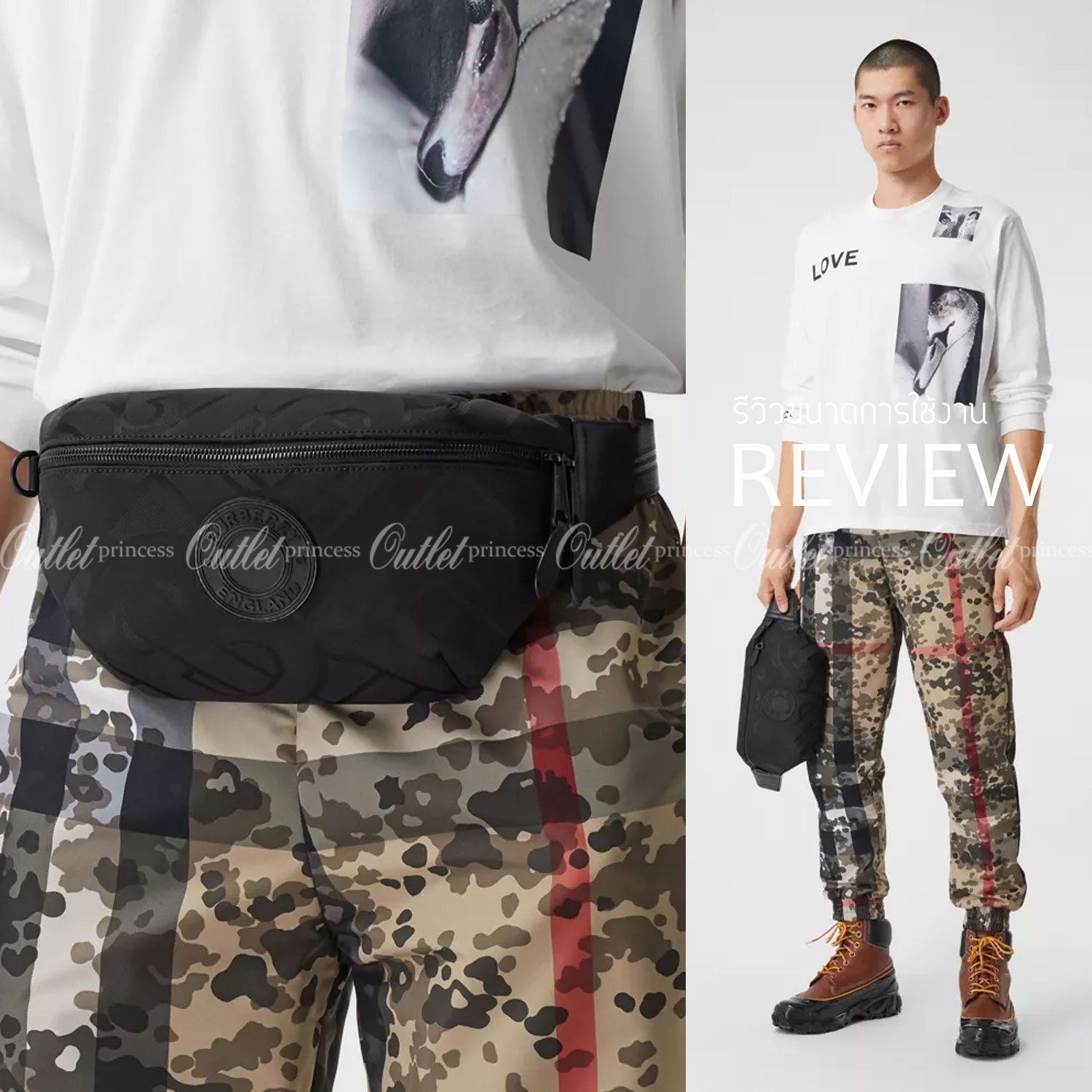 BURBERRY FRAGRANCES MONOGRAM BELT BAG VIP GIFT WITH PURCHASE (GWP) กระเป๋าพรีเมี่ยมกิ๊ฟ Limited จากน้ำหอม BURBERRY วัสดุ100%POLYAMIDE (Nylon & Canvas) น้ำหนักเบามีโลโก้ด้านหน้าเปิดปิดด้วยซิปหัวซิปแบรนด์ ด้านหลังมีช่องซิป ภายในมีโลโก้ใช้ใส่มือถือ กระเป๋าสต