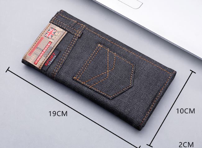 กระเป๋าสตางค์ยีนส์ ใบยาว แบบเท่ ๆ กระเป๋าเงินผู้ชาย วัยรุ่น ผ้ายีนส์ แบบสวย สีดำ และ สีน้ำเงิน 559042
