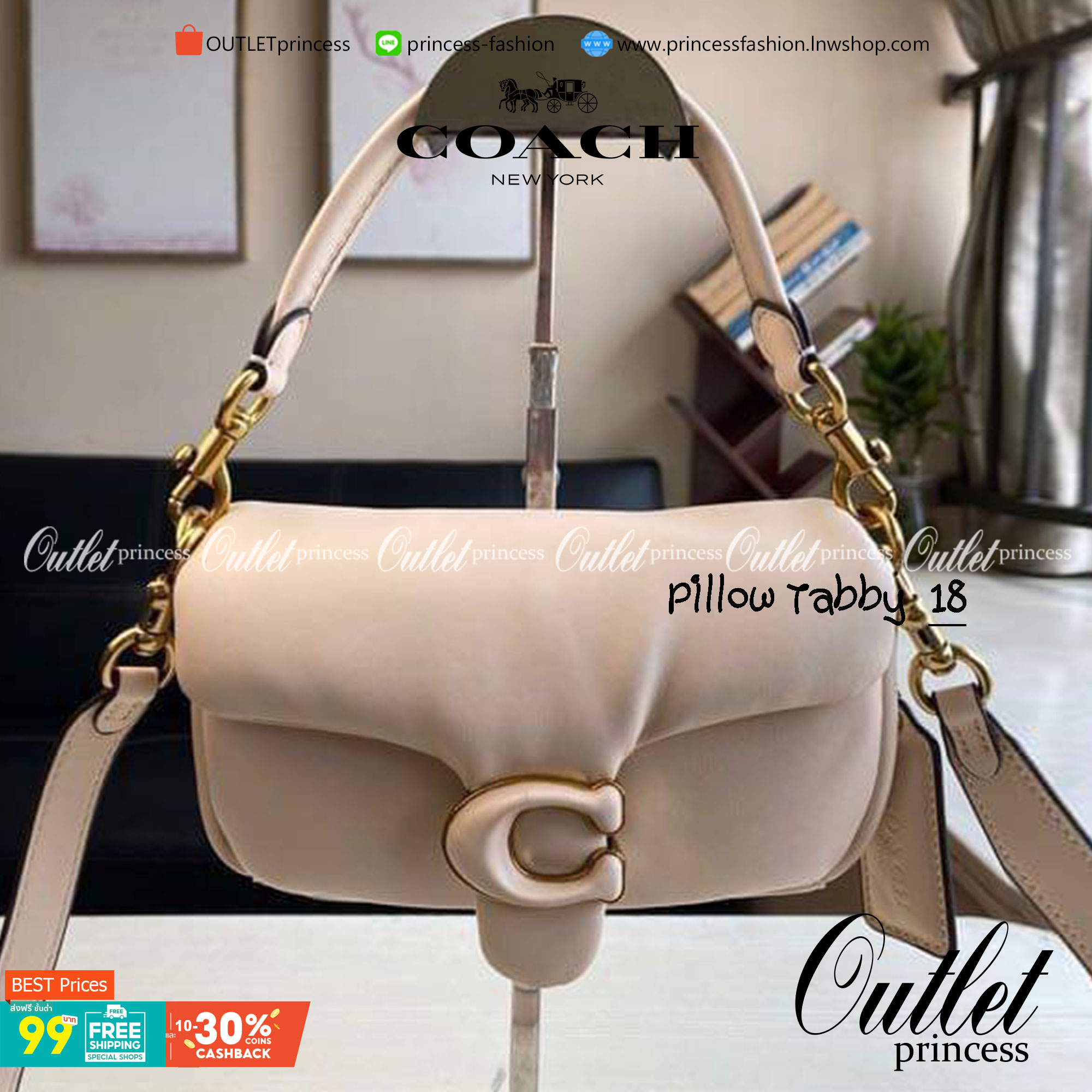 Coach Pillow Tabby Shoulder Bag 18 หนัง nappa หนานิ่ม นุ่มมากๆ รุ่นใหม่ล่าสุดค่ะ! พร้อมโลโก้รุ่นใหม่ด้วยเช่นกัน เพิ่มความหรู ดูดีเข้าไปอีกค่ะ เปิดปิดกระเป๋าแบบกระดุมแมาเหล็ก ภายในมีช่องใส่ของสองช่อง; สามารถใส่กระเป๋าเงินใบสั้นได้;พาสปอร์ตได้;มือถือได้ ค่ะ