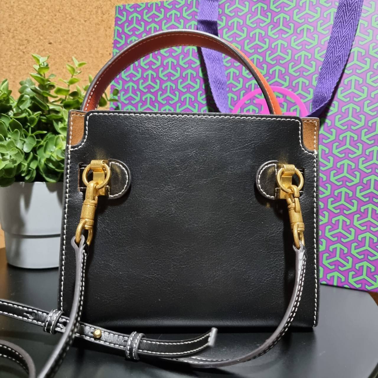 ของแท้ 💯% TORY BURCH LEE RADZIWILL PETITE DOUBLE BAG (BLACK)
