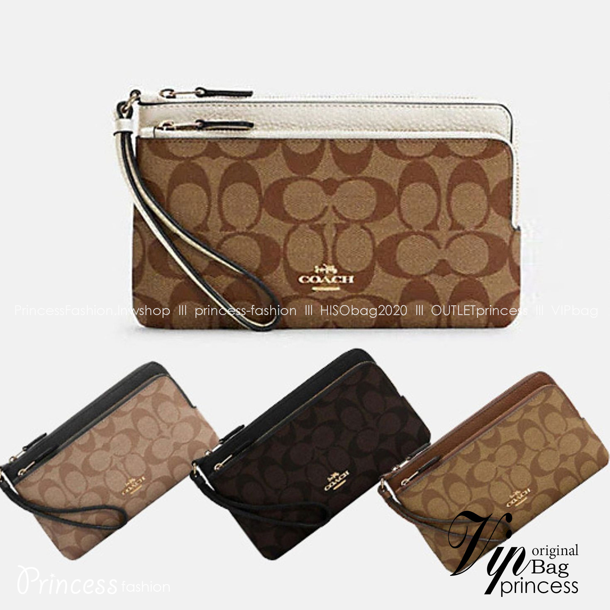 COACH DOUBLE ZIP WALLET IN SIGNATURE CANVAS / C5576 / C5610 / C7313 พร้อมส่ง 8 สี ใหม่ล่าสุด คอล 2023 กระเป๋าคล้องมือใบใหญ่ ดีไซน์ใหม่เล่นระดับ เพิ่มลูกเล่นและดีเทลให้ดูน่าใช้ยิ่งขึ้น