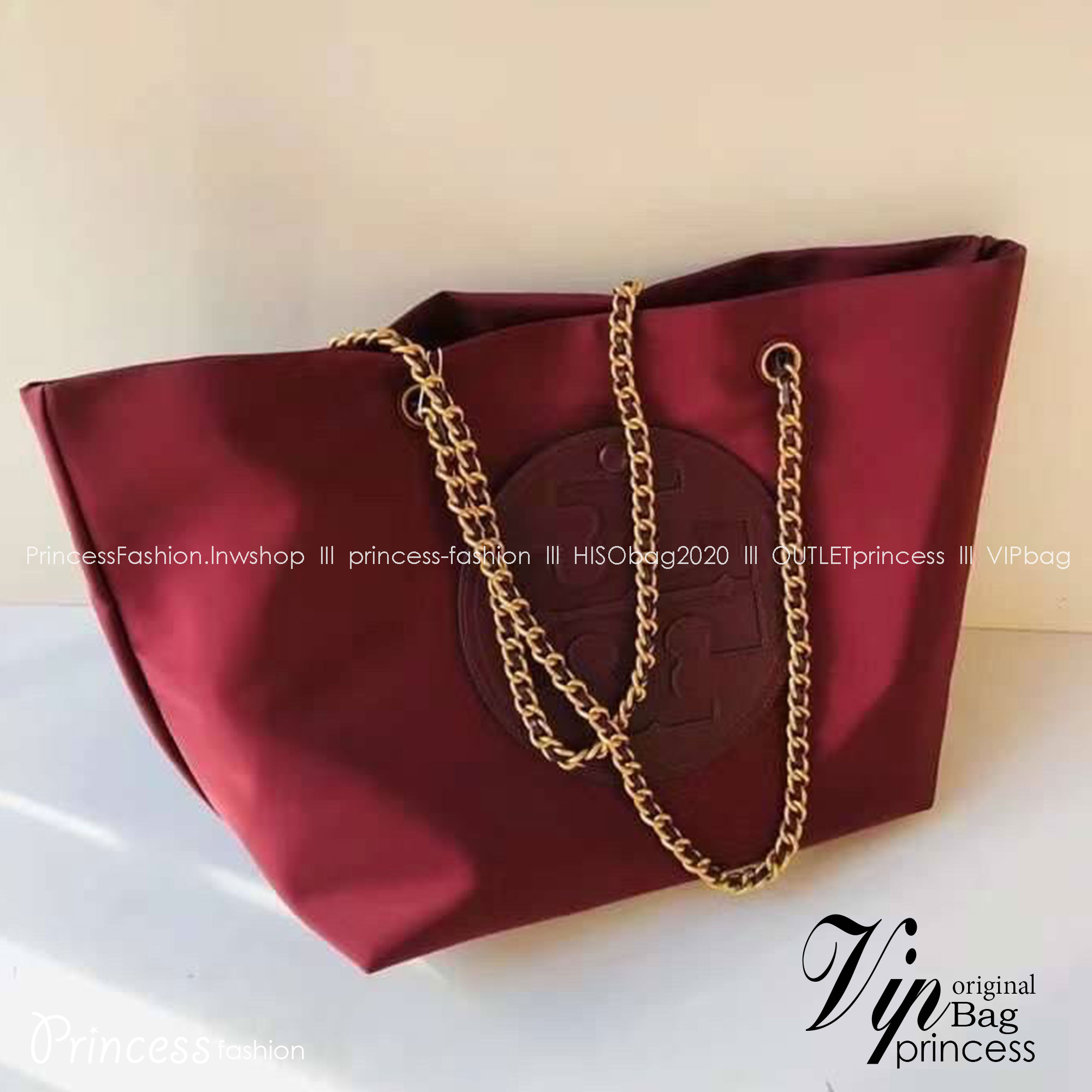 TORY BURCH Ella Chain Tote 32cm / TORY TOTE NYLON BAG พร้อมส่ง 4 สี กระเป๋าสะพายทรงโท้ท จุของได้เต็มที่ น้ำหนักเบา รูปทรงคลาสสิคชวนใช้