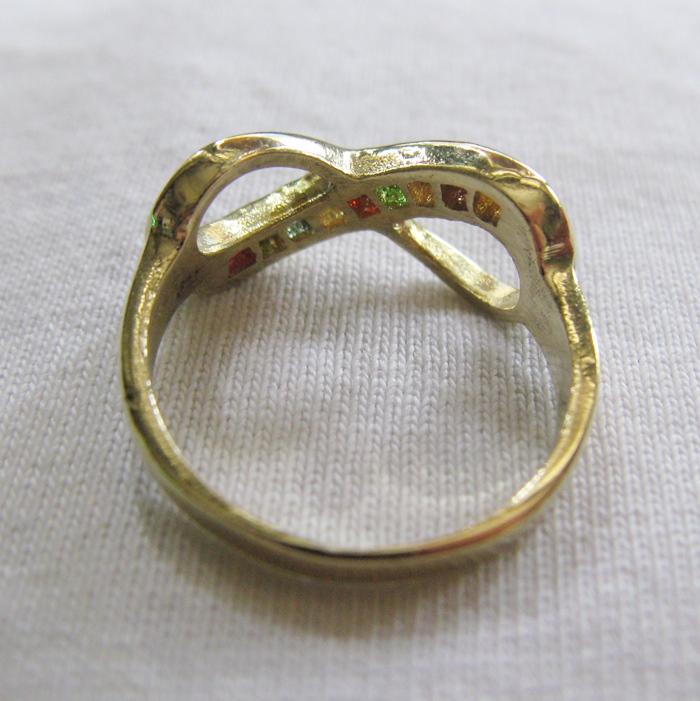 แหวนอินฟินิตี้พลอยนพเก้าเนื้อทองเหลืองเสริมเรื่องความรักการงานค่ะ