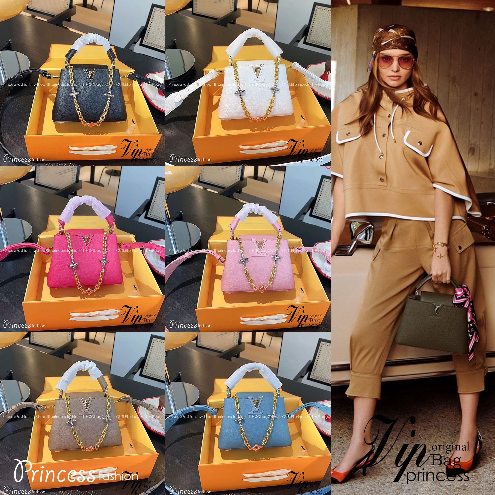 LV Capucines BB top handle / LV BAG พร้อมส่ง 6 สี ที่สุดของความสวยในราคาเบาๆ กระเป๋าถือสุดหรู ดีไซน์ทรงคลาสสิค พร้อมสายโซ่อะไหล่ทองหรูหรา