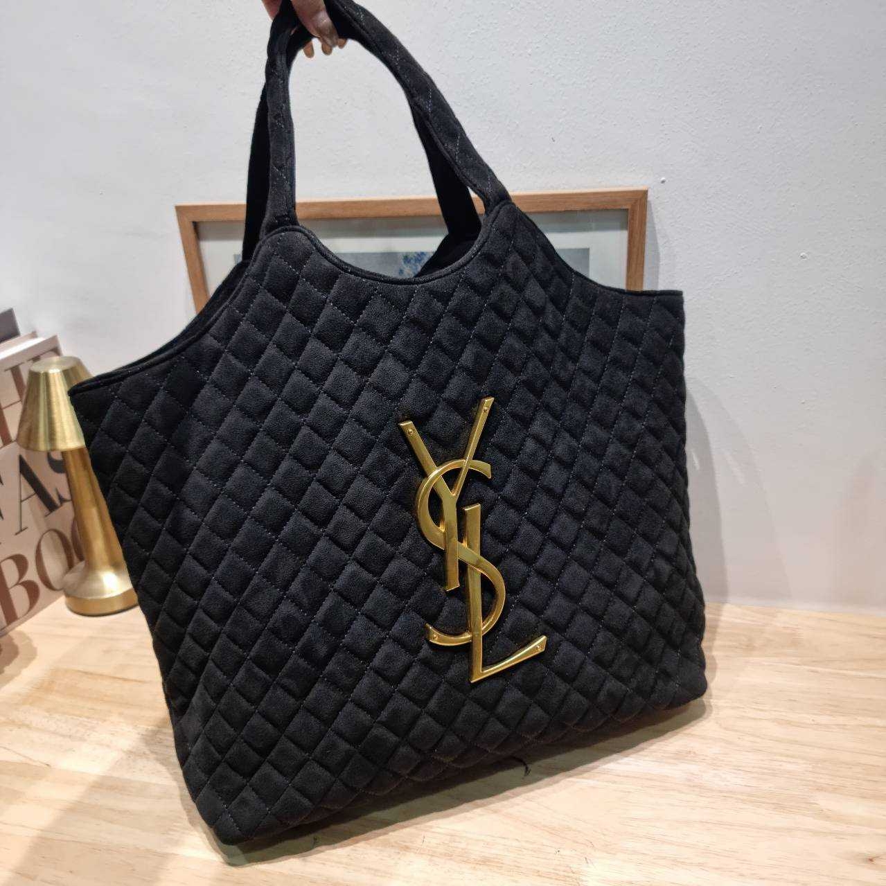 YSL ICARE MAXI SHOPPING BAG / YSL tote bag กระเป๋าใบใหญ่ทรงโท้ท รุ่นผ้ากำมะหยี่ เกรดออริ 1:1