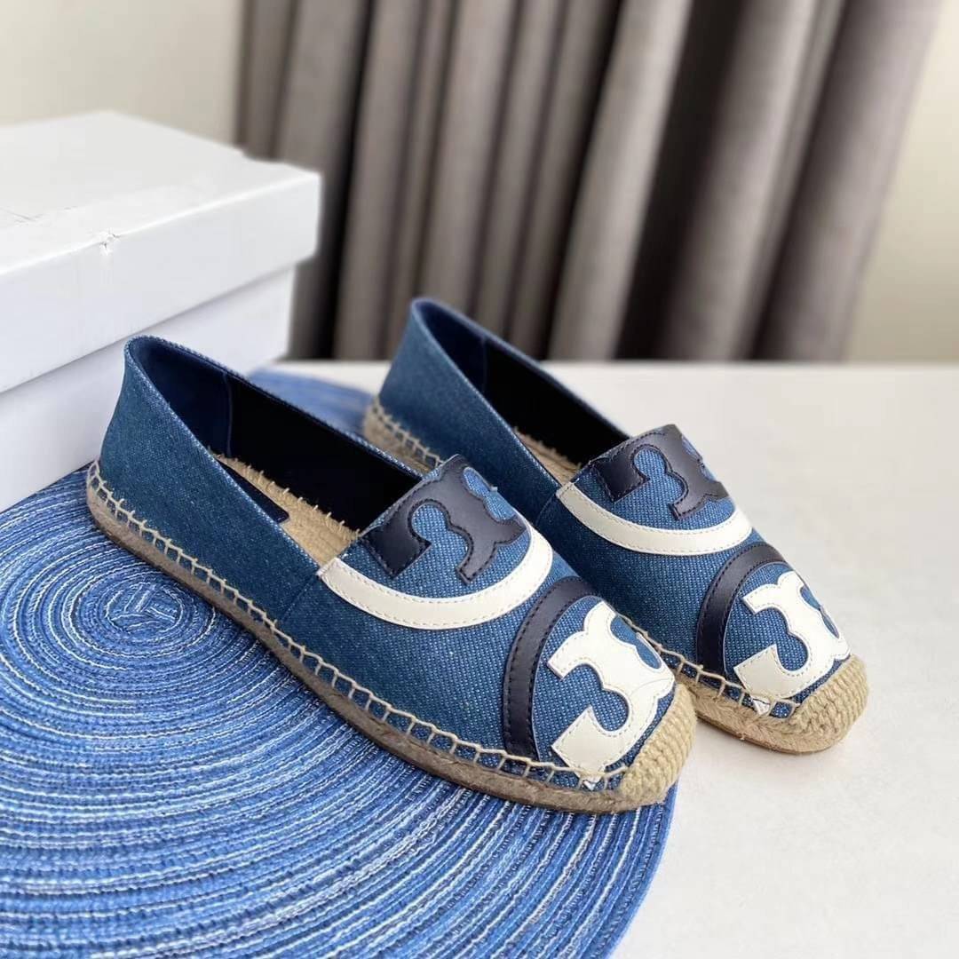 Tory Burch Espadrilles / Tory burch Poppy Espadrille Canvas / TORY BURCH SHOES เกรดออริจินอล พร้อมส่ง ภาพถ่ายจากสินค้าจริง ใช้งานต่างประเทศได้
