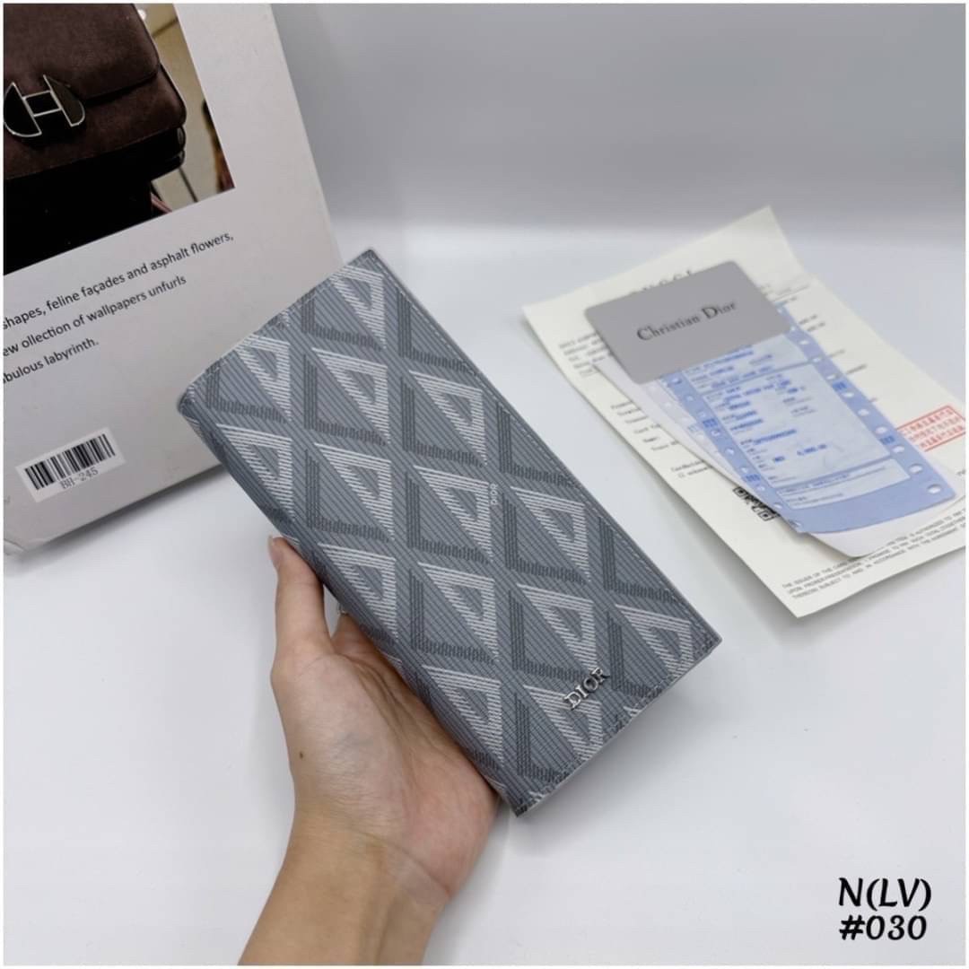 DIOR Vertical Long Wallet / CD Diamond Wallet Canvas กระเป๋าสตางค์ผู้ชาย พร้อมส่งที่ไทย ภาพสินค้าถ่ายจากงานขายจริง ใช้งานต่างประเทศได้