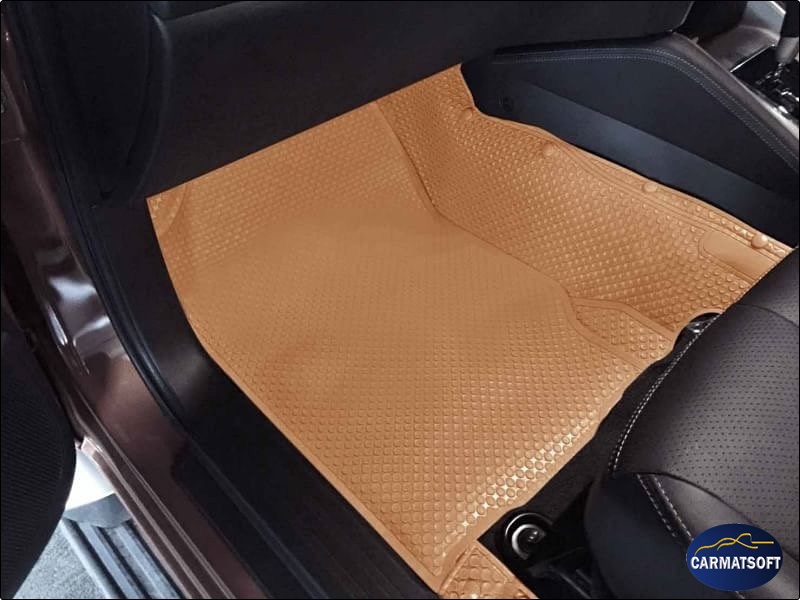 พรมกระดุมเม็ดเล็กรีดขอบ TRITON 4D 2019 สีชามัวร์ เข้ารูป เต็มคัน