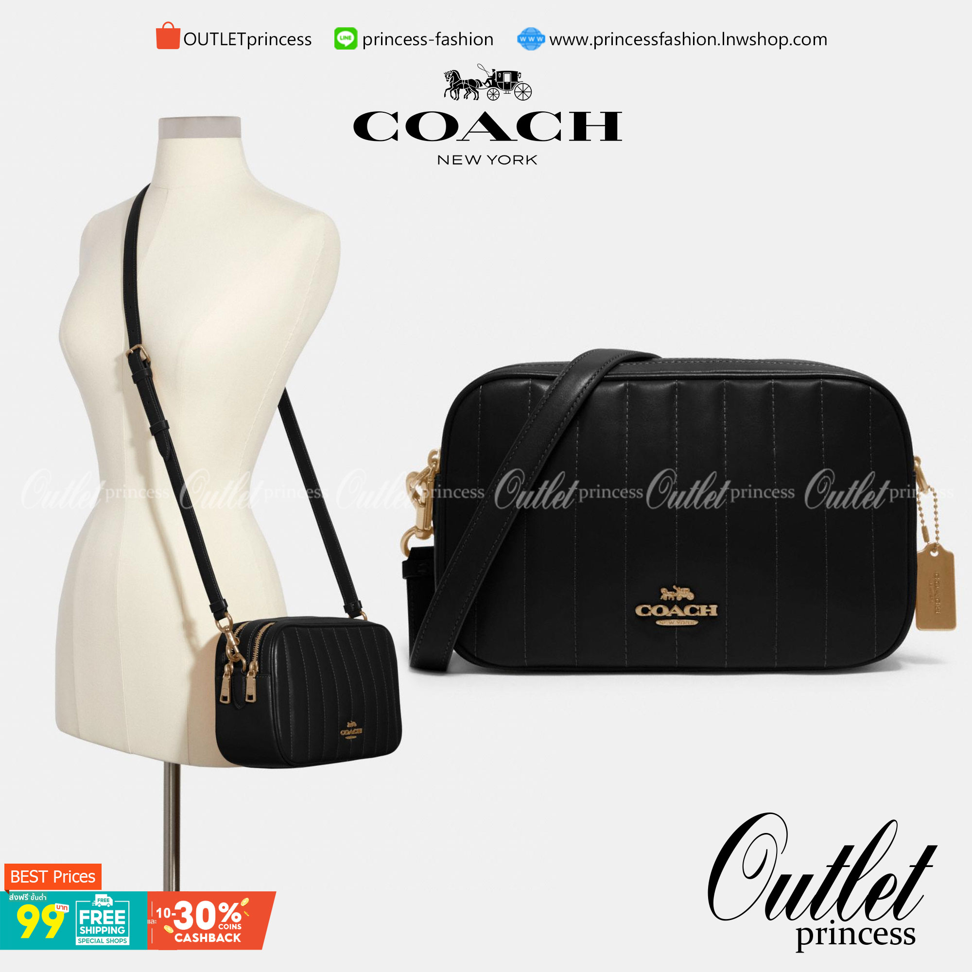 COACH C1569 JES CROSSBODY WITH LINEAR QUILTING ใหม่ล่าสุด!! กระเป๋าสะพายข้าง รุ่น 2 ซิป ใบใหญ่จุใจ ดีไซน์ใหม่ เพิ่มลูกเล่นให้ดูหรูหรายิ่งขึ้น วัสดุหนังสังเคราะห์บุเป็นลายเส้นสวยงาม เปิด-ปิดด้วยซิป 2 ช่องหลัก ใช้งานง่าย ทรงสวยมากๆรุ่นนี้ มาพร้อมสายสะพาย cr