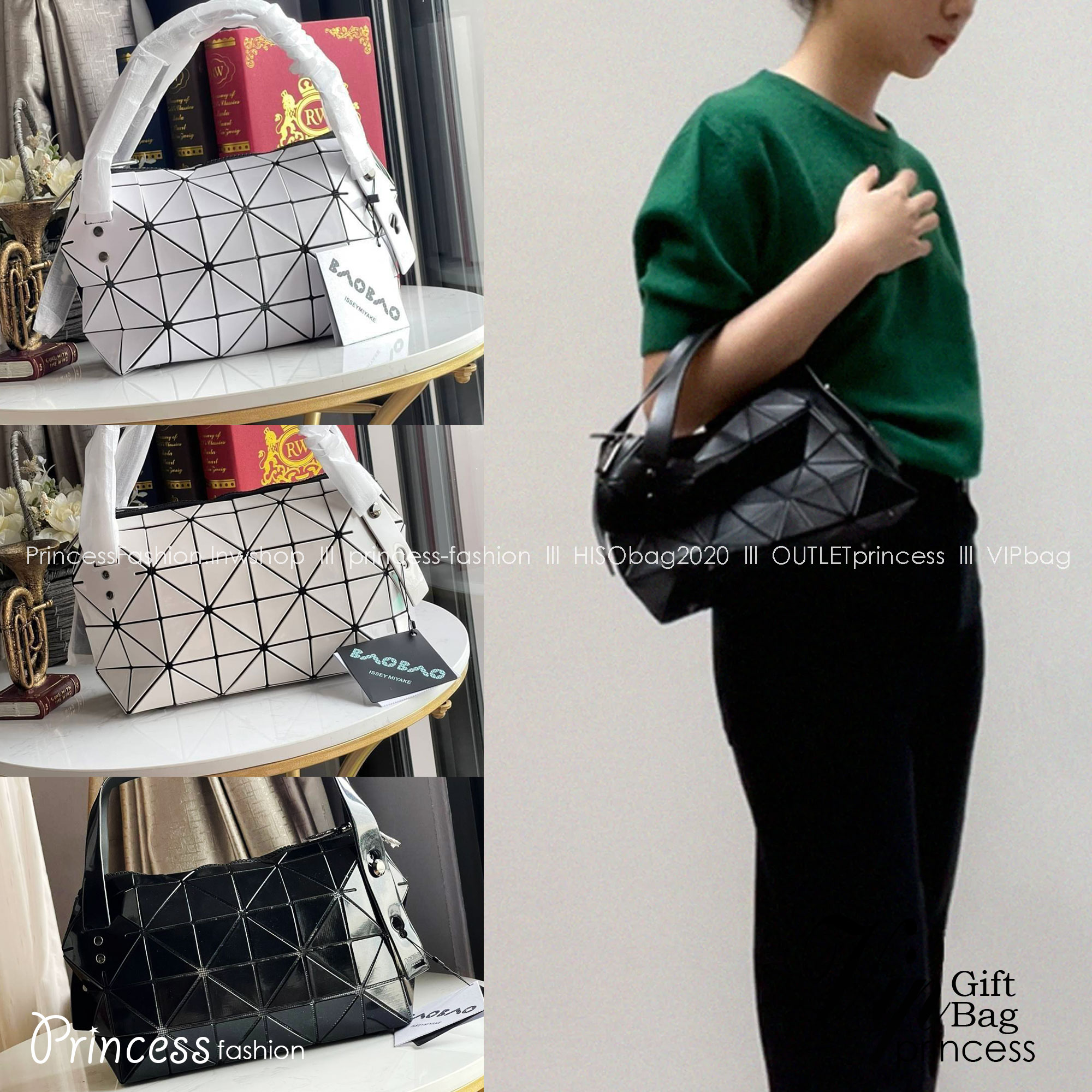 BaoBao Issey Miyake Small Boston Bag กระเป๋าบอสตันที่มีดีไซน์สปอร์ต มีช่องซิปที่ทำให้หยิบสิ่งของออกมาได้ง่ายแล้ว แบบกว้างที่ด้านล่างของกระเป๋ายังให้ความจุที่ยอดเยี่ยม