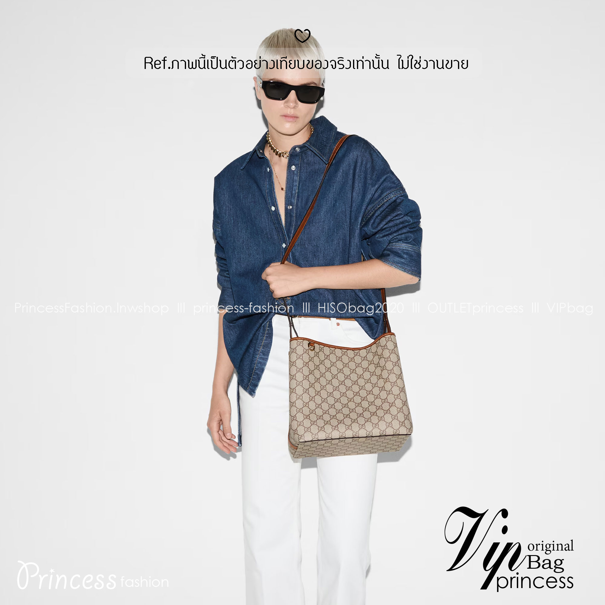 ORI หนังแท้ | GUCCI GG Emblem medium bucket bag กระเป๋าถือ/สะพายทรงบัคเก็ต ขนาดกลางใบใหญ่ จุของได้เยอะ ดีไซน์คลาสสิคคงความเอกลักษณ์