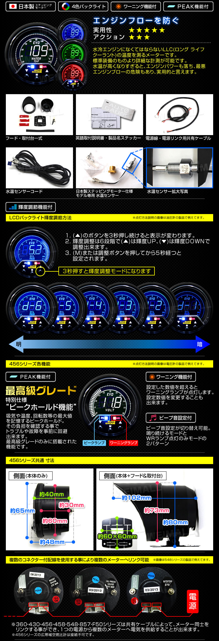 เกจวัดความร้อนหม้อน้ำ Water Temp ดิจิตอล Digital meter รุ่น EVO 2