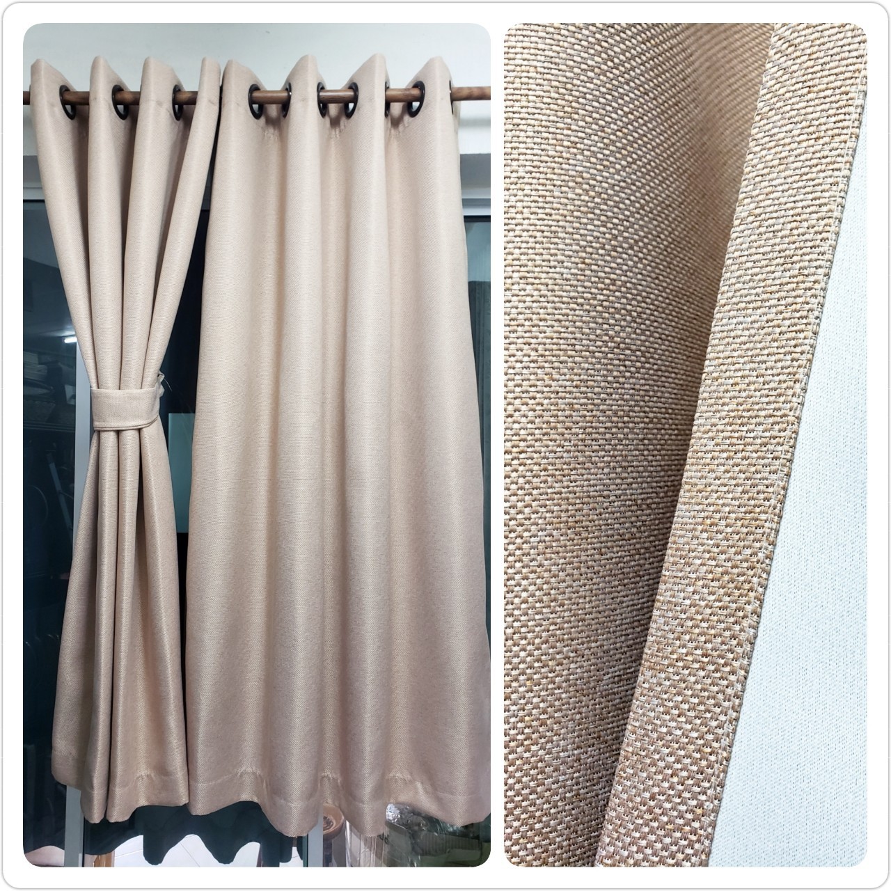 ผ้าม่านก.130*ส.150ซม./ผืน กันแสง 90% สีโอรส (แถมสายรวบผ้าม่าน)