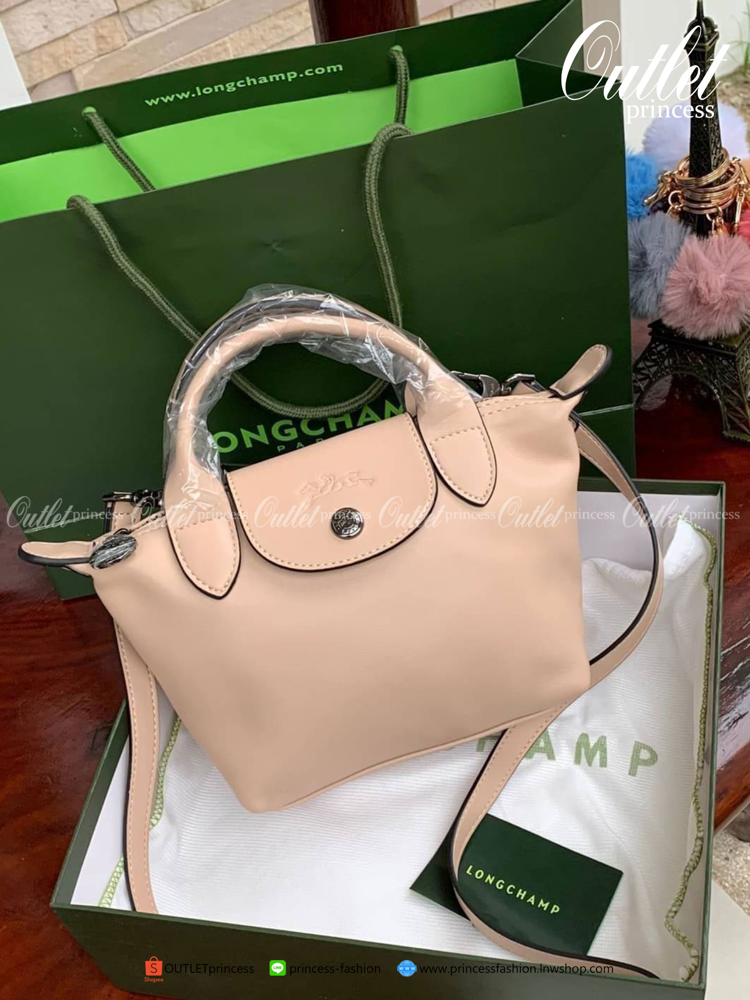 ของแท้ 100% Longchamp LE PLIAGE CUIR TOP HANDLE BAG Color: Honey,Hawtorn,Gunmetal