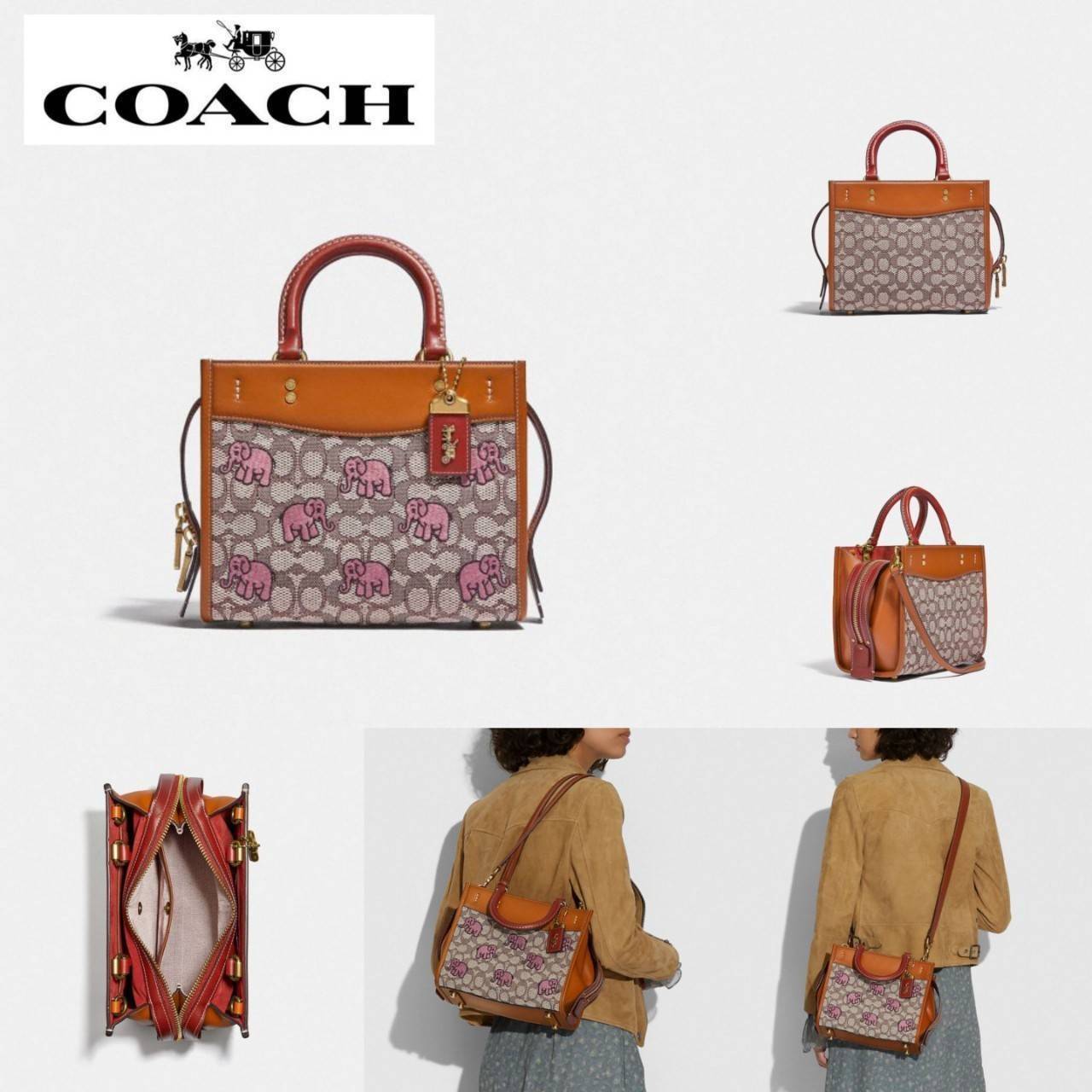 น้องน่ารักน่าใช้ คลาสสิค ดูแพงมากแม่😘🌺//>>COACH ROGUE 25 IN SIGNATURE TEXTILE JACQUARD WITH EMBROIDERED ELEPHANT MOTIF(COACH C6165)🍁กระเป๋ารุ่นคลาสสิค หรูหรา มีรสนิยม ดีเทลเนียบมาก จะถือ หรือสะพายได้ตามดีไซน์การใช้งานเลยจ้า//