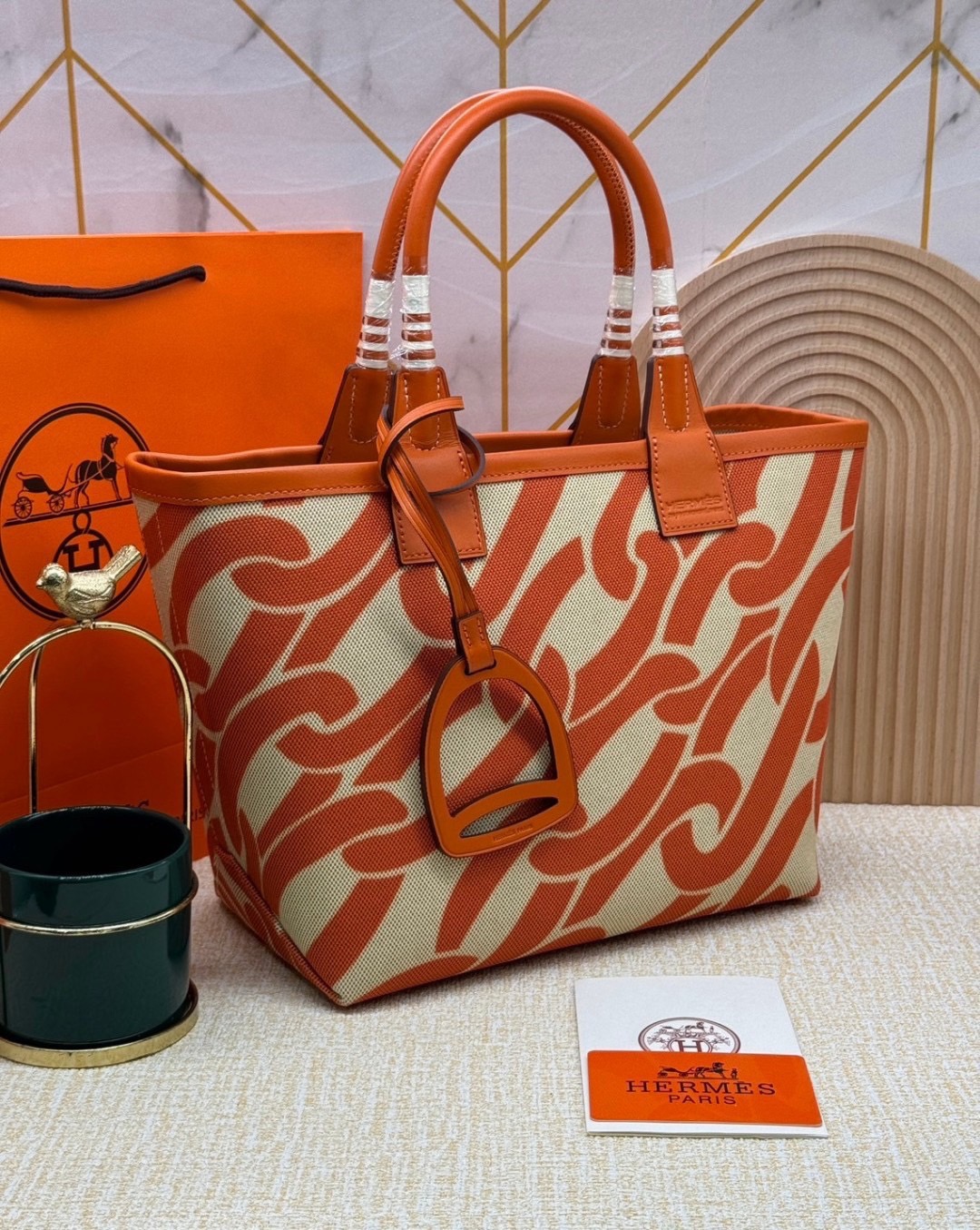 HERMES Steeple Tote Bag / H Steeple canvas tote bag 30cm กระเป๋าทรงโท้ทแคนวาสอย่างดี พิมพ์ลายคมชัด ลายใหม่สวยหรู เกรดออริ สลับแท้