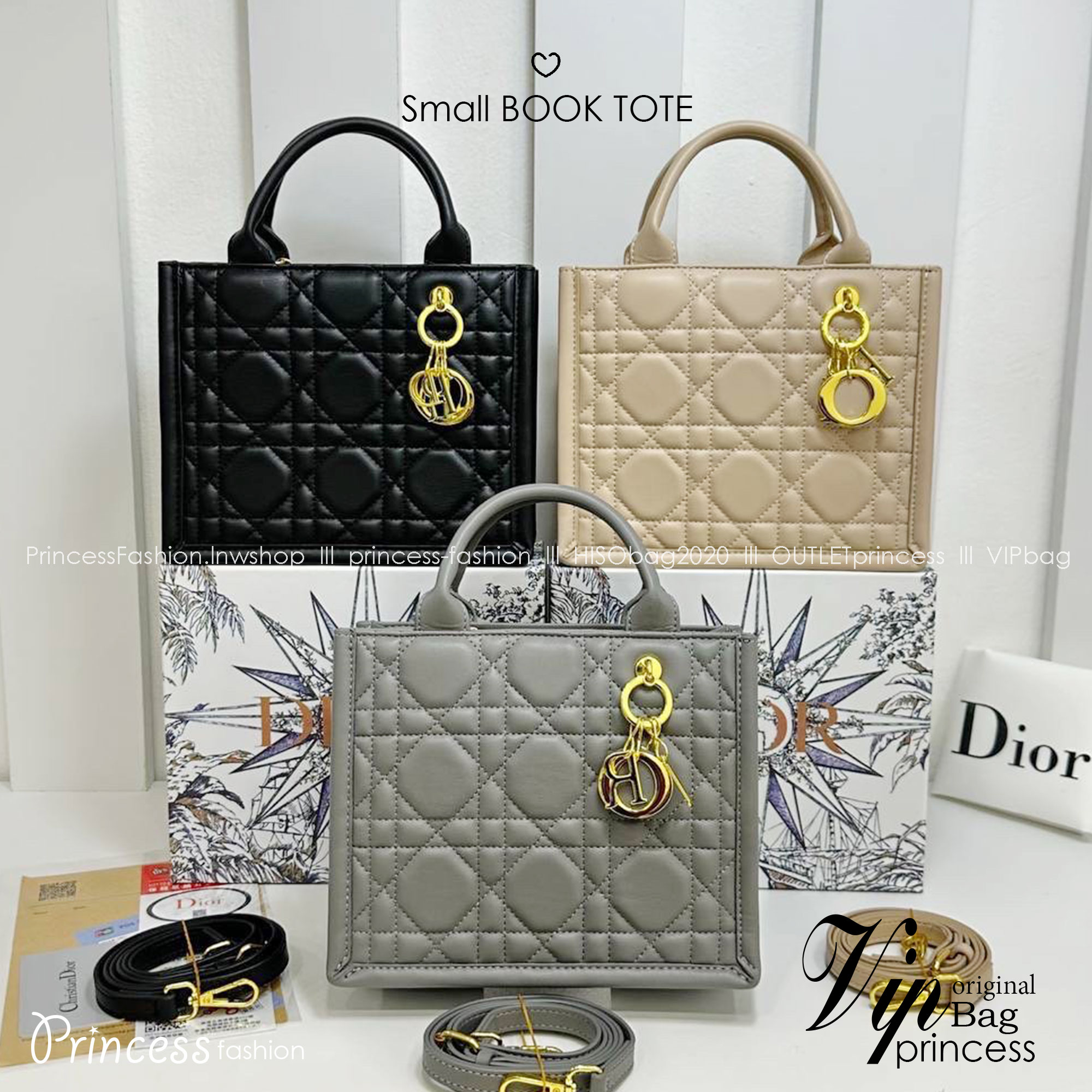 DIOR Small Dior Book Tote Powder Beige Macrocannage Leather 9" กระเป๋าทรงโท้ท แก่นแท้ของความงามรูปลักษณ์ทันสมัย สง่างามเหนือกาลเวลา เกรดไฮเอน 1:1