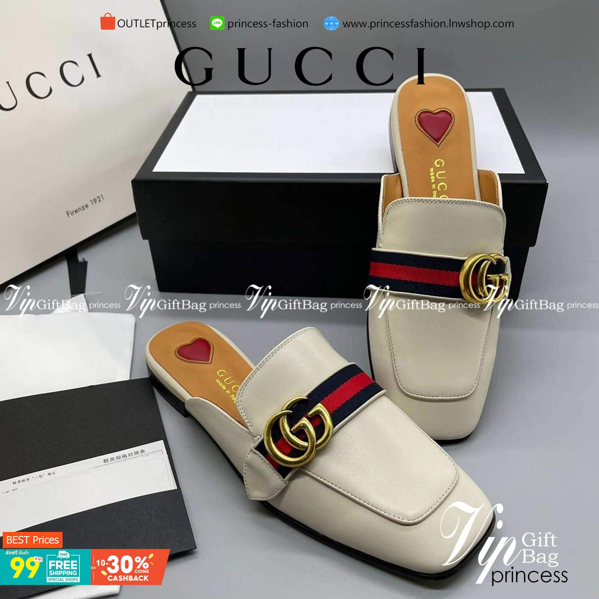 GUCCI sandals fullboxset งานหนังแท้ ภาพสินค้าจริง พร้อมส่งที่ไทย