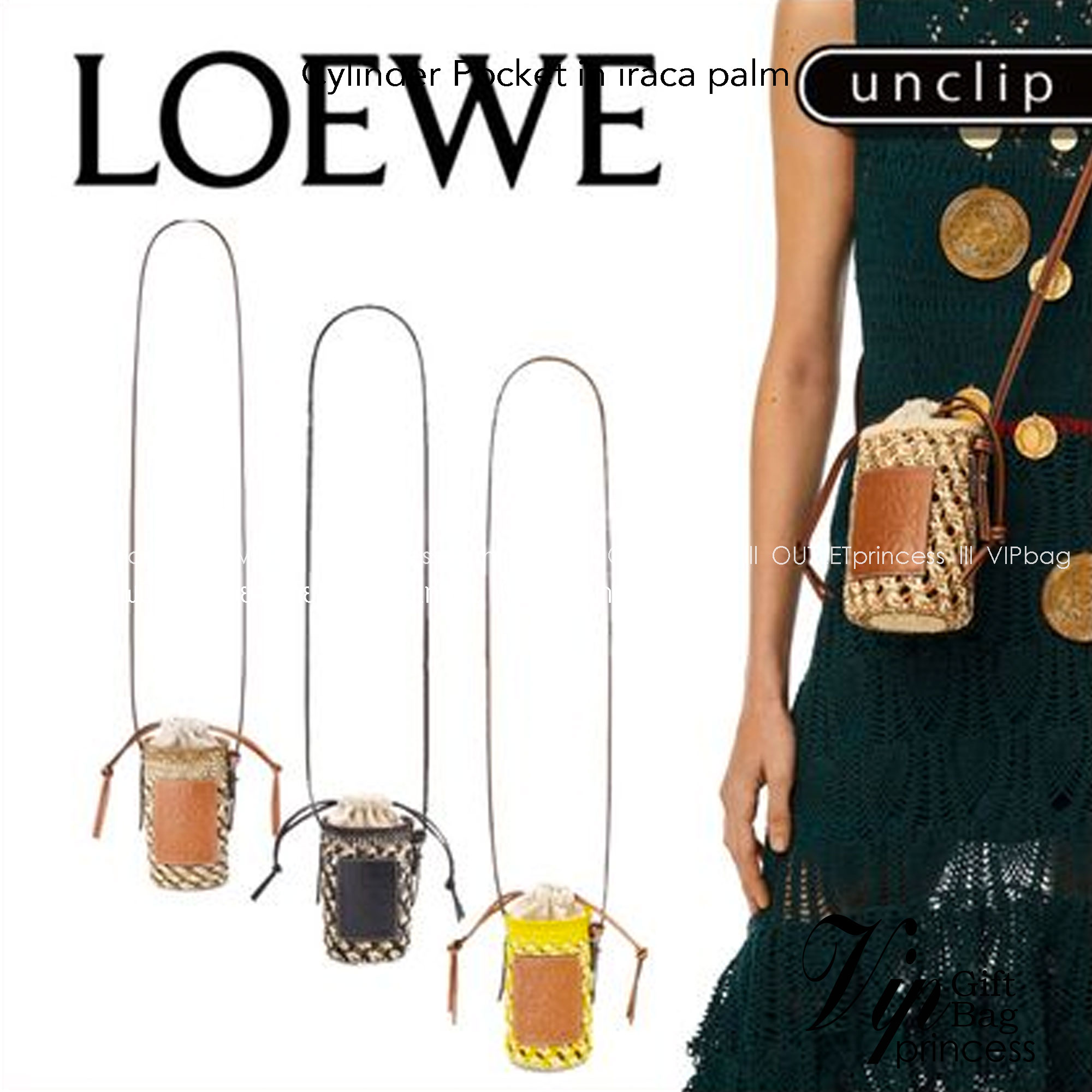 LOEWE Cylinder Pocket in iraca palm and calfskin กระเป๋าสาน สไตล์มินิมอล ไซส์มินิตะมุตะมิ น่ารักไม่ไหว แล้วคือดีต่อใจ แมทช์ง่ายใช้ได้กับทุกลุคค่ะบอกเลย
