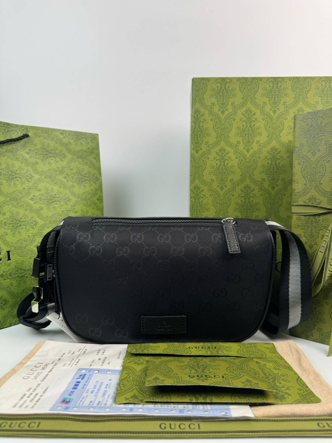 ORI หนังแท้ | GUCCI Nylon Belt bag Black กระเป๋าคาดอก คาดเอว ดีไซน์วินเทจ โทนสีดำสุดคลาสสิก