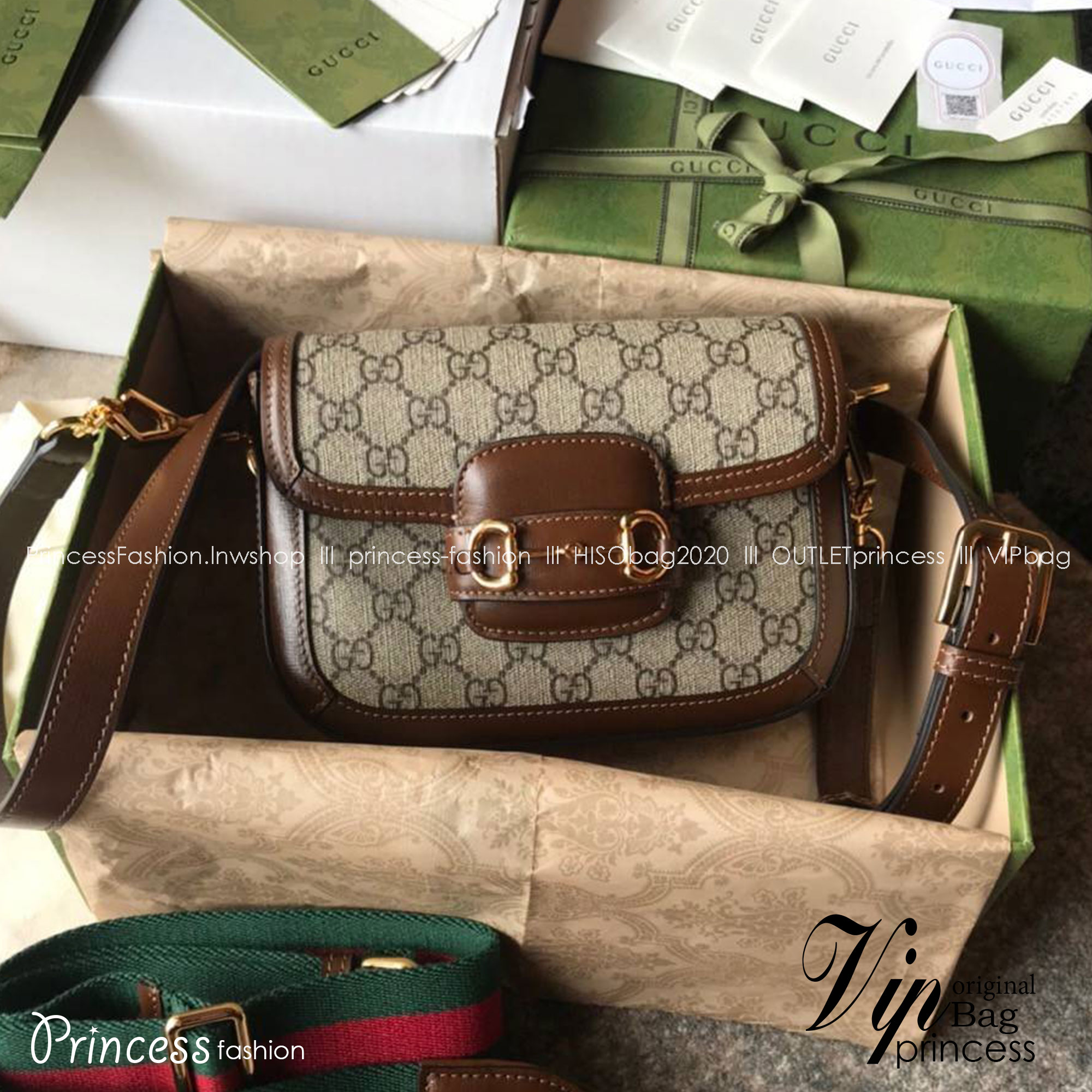 Gucci Horsebit 1955 mini bag GG Supreme in canvas พร้อมส่ง เกรดท็อปออรินอล งานเหมือนสุด หนังแท้ สวยงามตามรูป