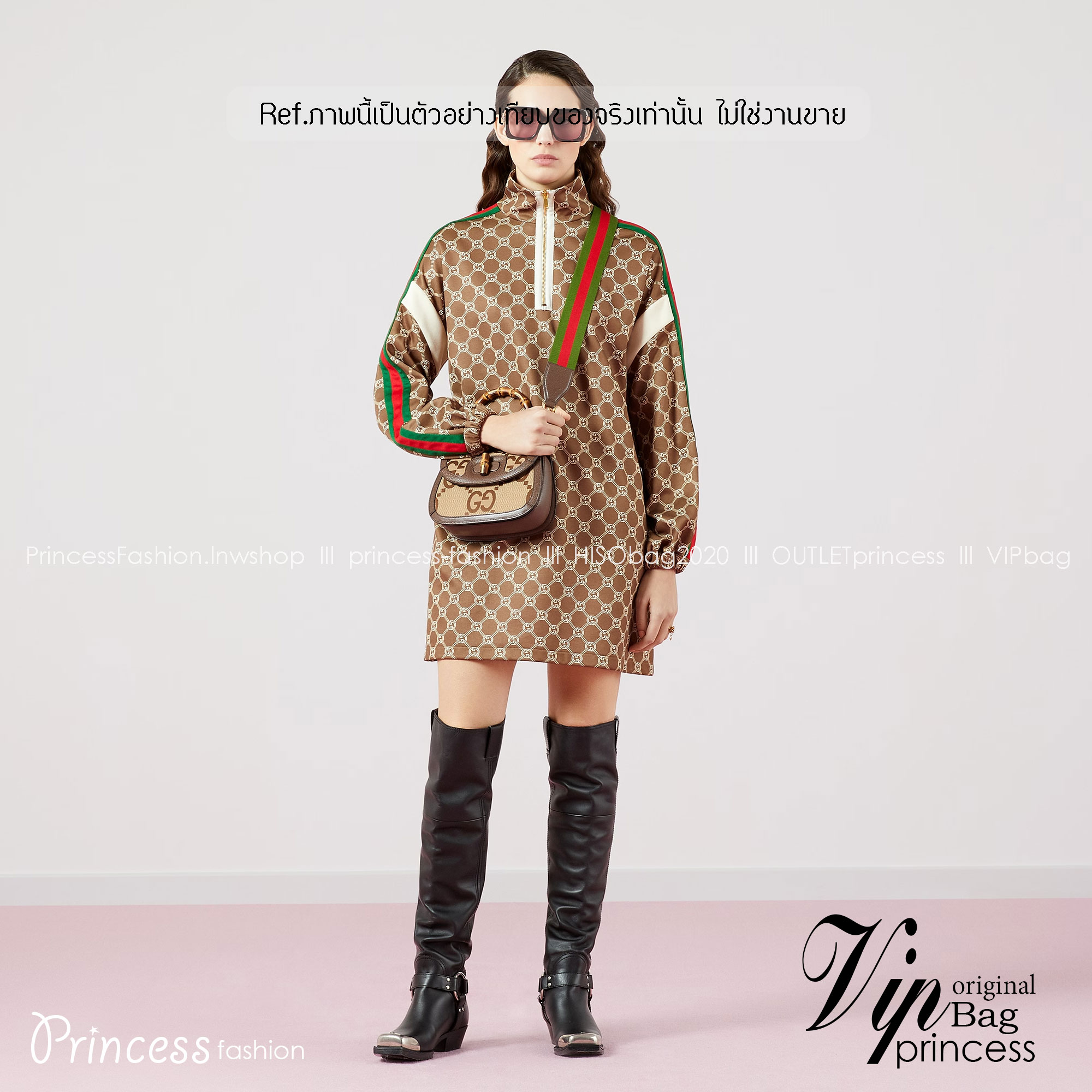 GUCCI BAMBOO 1947 JUMBO GG SMALL TOP HANDLE BAG กระเป๋าสะพายมือจับลายไม้ไผ่ เกรดออริ 1:1 สลับแท้ ใช้งานต่างประเทศได้