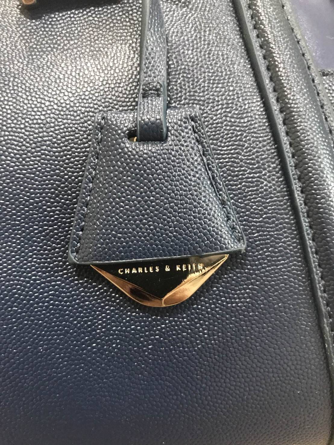 คาเวียร์อะไหล่เงิน DON'T MISS! BEST SELLER! CHARLES & KEITH STRUCTURED TRAPEZE BAG 2018 กระเป๋าถือหรือสะพายรุ่นยอดนิยมดีไซน์สวยหรูวัสดุหนังคาเวียร์อยู่ทรงด้านข้างเเต่งหนังช่องตัดดูมีดีเทล ด้านหน้าสกรีนโลโก้ ด้านหลังมีช่องซิป เปิดปิดด้วยซิปหัวซิปปั้มโ