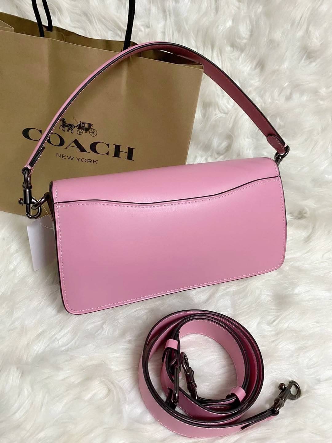 Coach Tabby Shoulder Bag 26 Polished pebble leather, suede and refined calf leather Inside zip and multifunction pockets