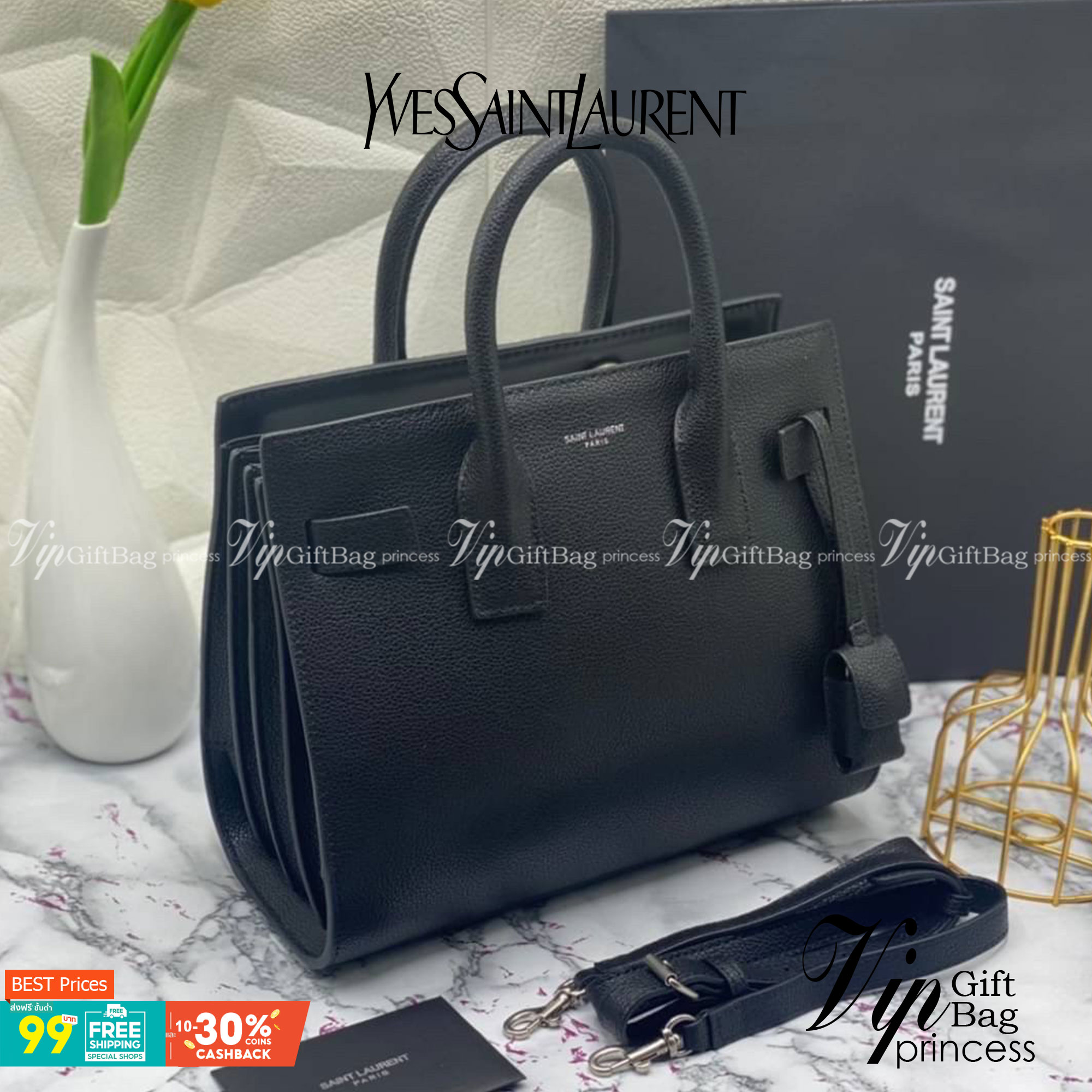 หนังแท้ Yves Saint Laurent Bag CLASSIC SAC DE JOUR BABY IN GRAINED LEATHER