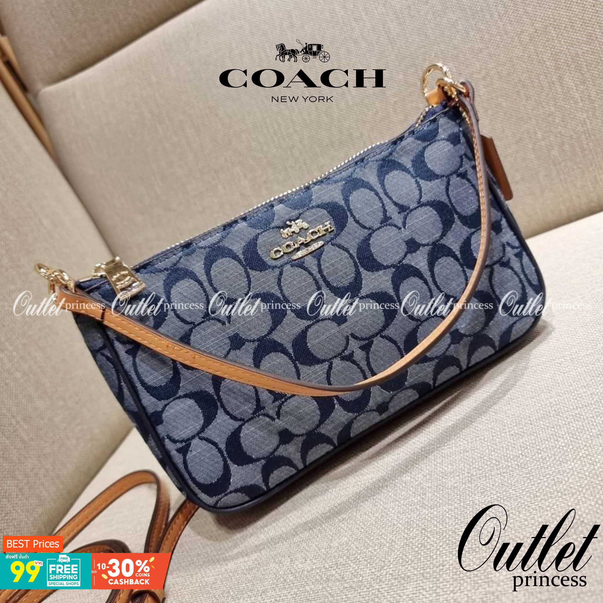 COACH 36674 TOP HANDLE POUCH IN SIGNATURE JACQUARD กระเป๋าทรงพอช ยอดฮิต ยกขึ้นแท่น ด้วยดีไซน์ที่ออกมาให้ใช้งานได้ง่าย ขนาดกำลังเหมาะ วัสดุหนังแคนวาสทนทาน ดีไปหมดขนาดนี้!! คุณลูกค้าถึงสั่งกันรัวๆจริงๆ ภายในโล่งกว้าง ใส่โทรศัพท์ได้ทุกรุ่น มาพร้อมสายคล้องแขน