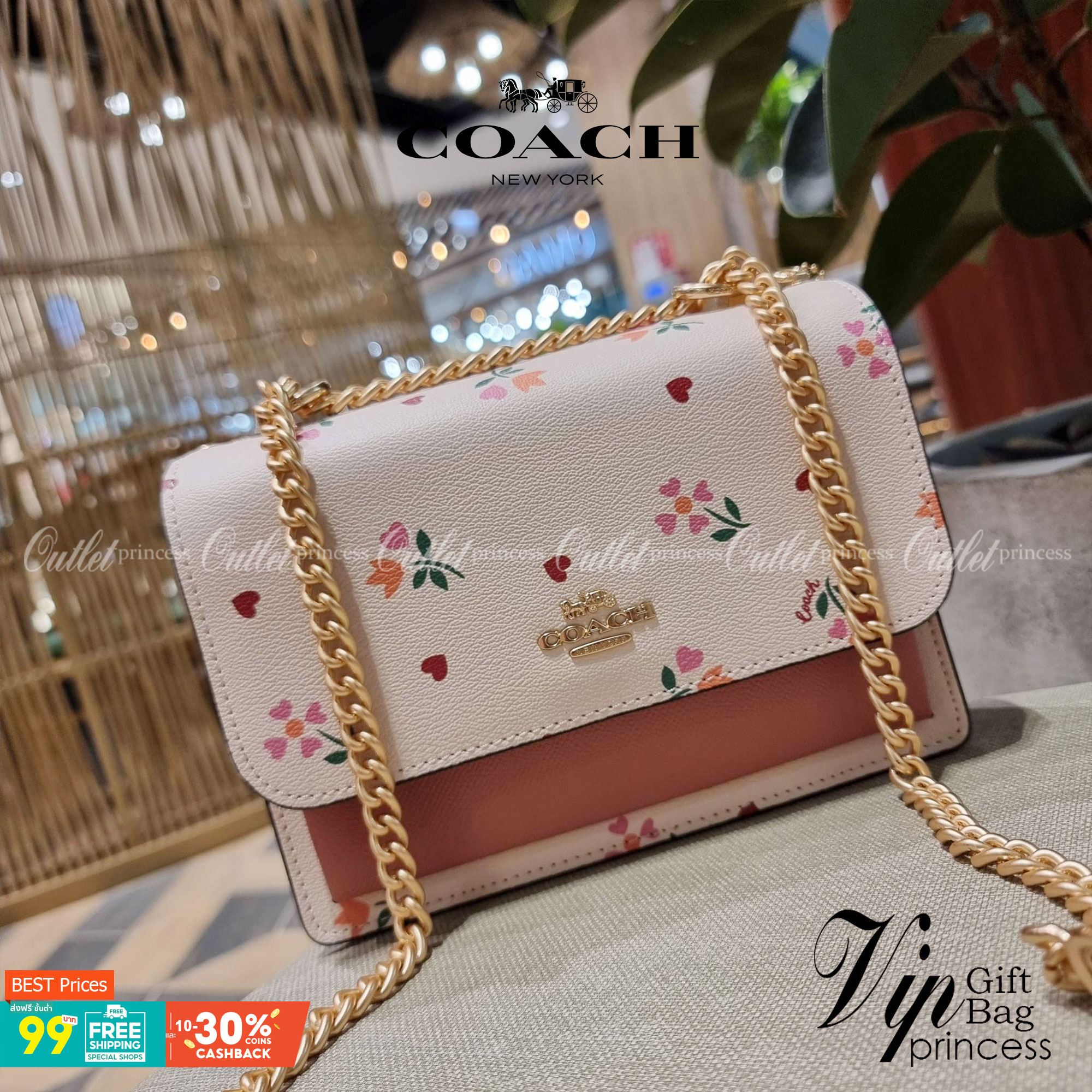 COACH C7596 KLARE CROSSBODY WITH HEART PETAL PRINT หนึ่งคอลเลคชั่นที่ฮิตไม่หยุดยั้ง!! ขายดิบขายดีทุกดีไซน์ รอบนี้มาตอบโจทย์สายหวาน ใหม่ล่าสุด น้องน่ารักม้ากกกก!! กับกระเป๋าสะพายข้าง โทนสีละมุนลูกคุณ!! คือดี!! เพิ่มลูกเล่นช่อดอกไม้หัวใจ ให้มีสีสัน สายสะพาย