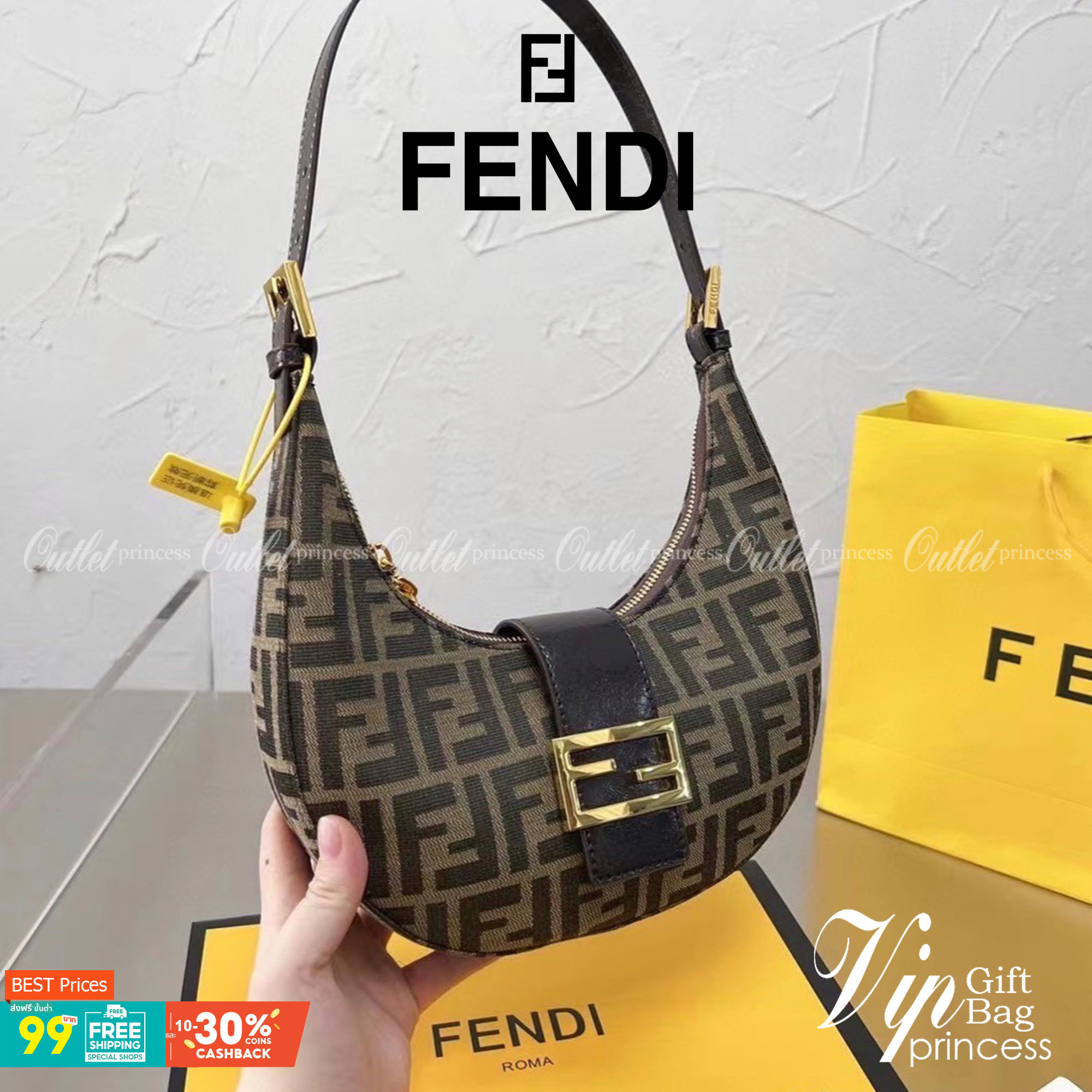 VIP GIFT 】Fendi Vintage Bag กระเป๋าสะพาย fendi มาใหม่ งานซิป วัสดุผ้าทอลายฟินดิอะไหล่สีทอง งานสวยดีไซน์เรียบหรู สวยตรงปกไม่จกตา อะไหล่ปั๊มทุกจุด สวยเก๋มากค่ะ