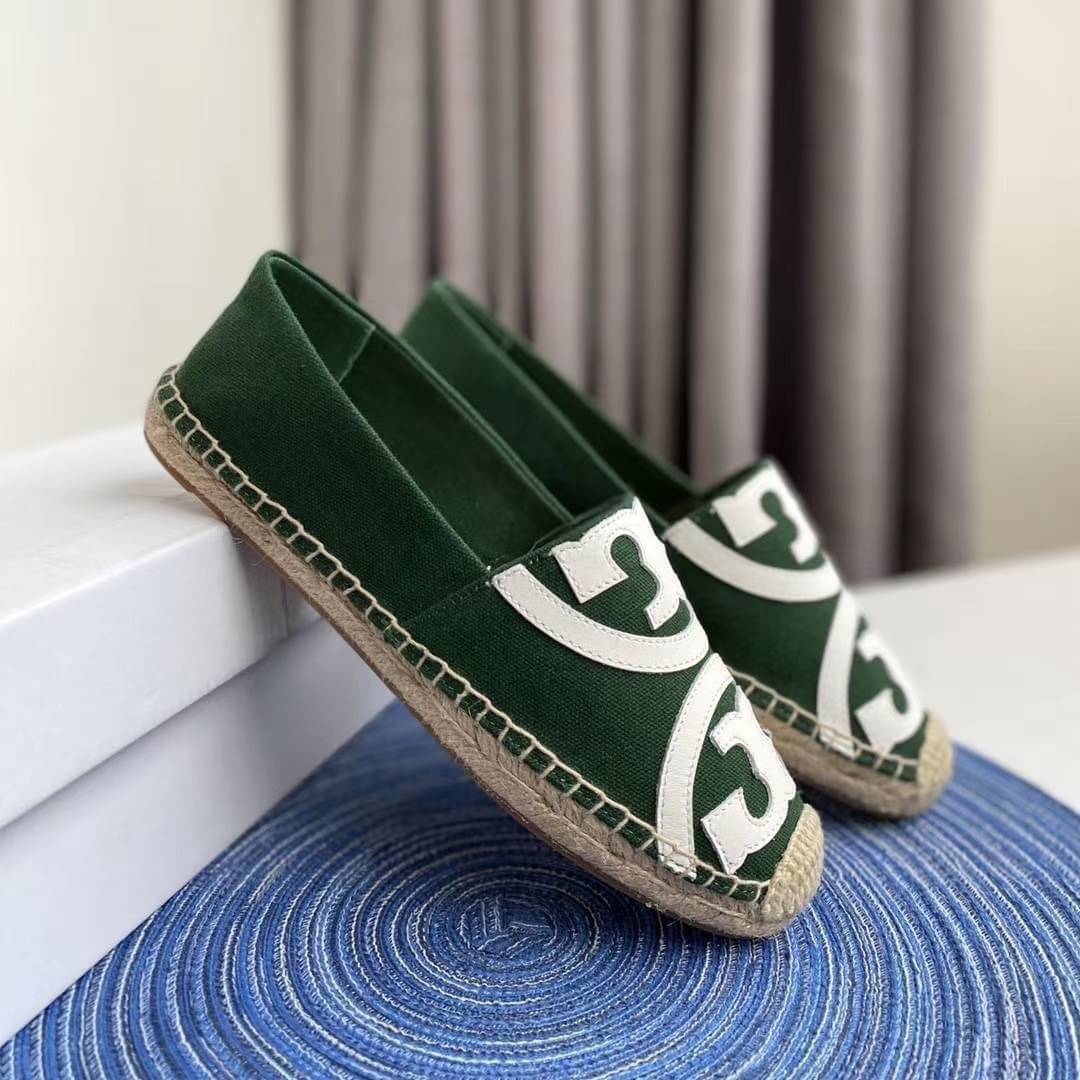 Tory Burch Espadrilles / Tory burch Poppy Espadrille Canvas / TORY BURCH SHOES เกรดออริจินอล พร้อมส่ง ภาพถ่ายจากสินค้าจริง ใช้งานต่างประเทศได้