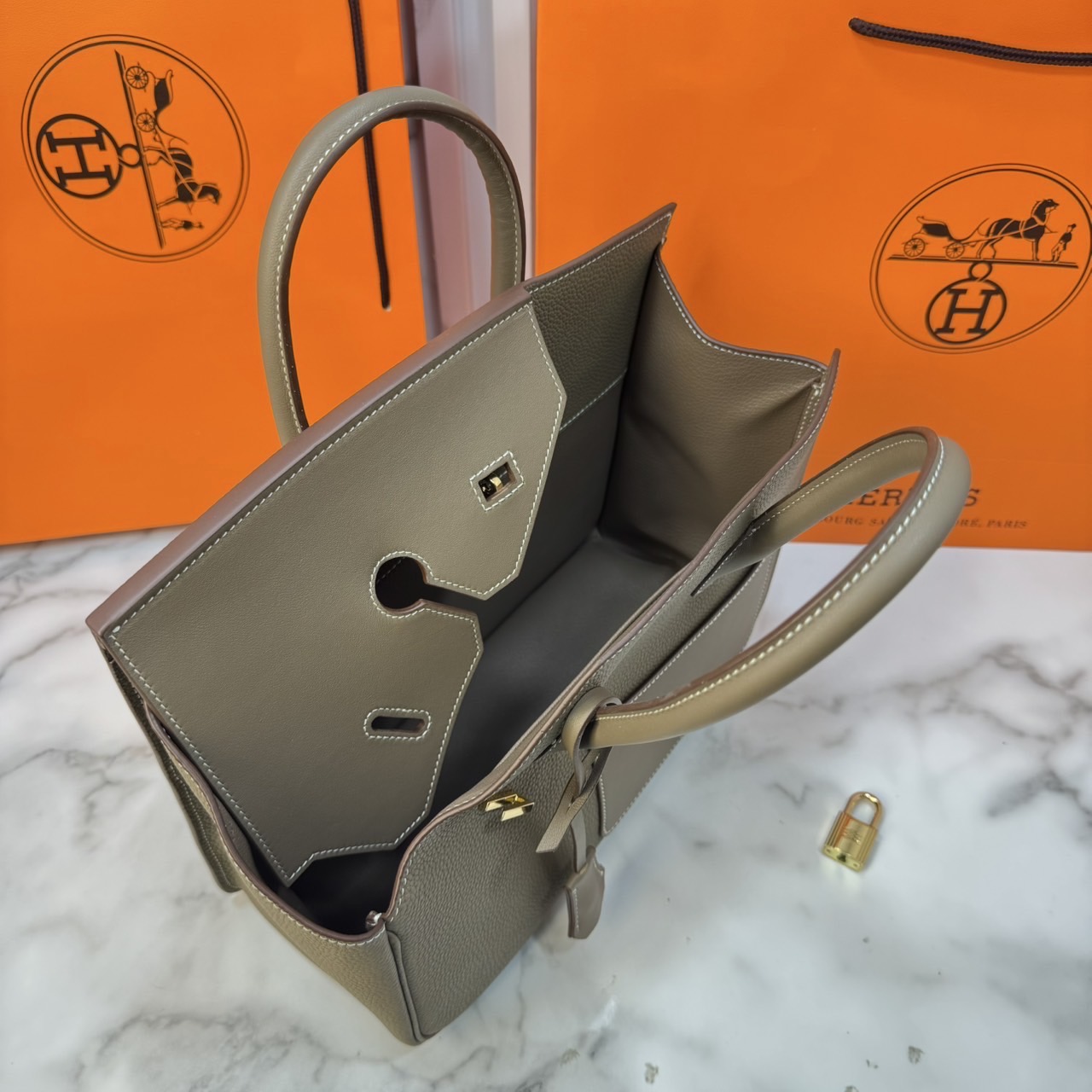 ORI หนังแท้ | Hermes Birkin Desordre 30 Bag กระเป๋าสะพายดีไซน์ใหม่ หรูหรา