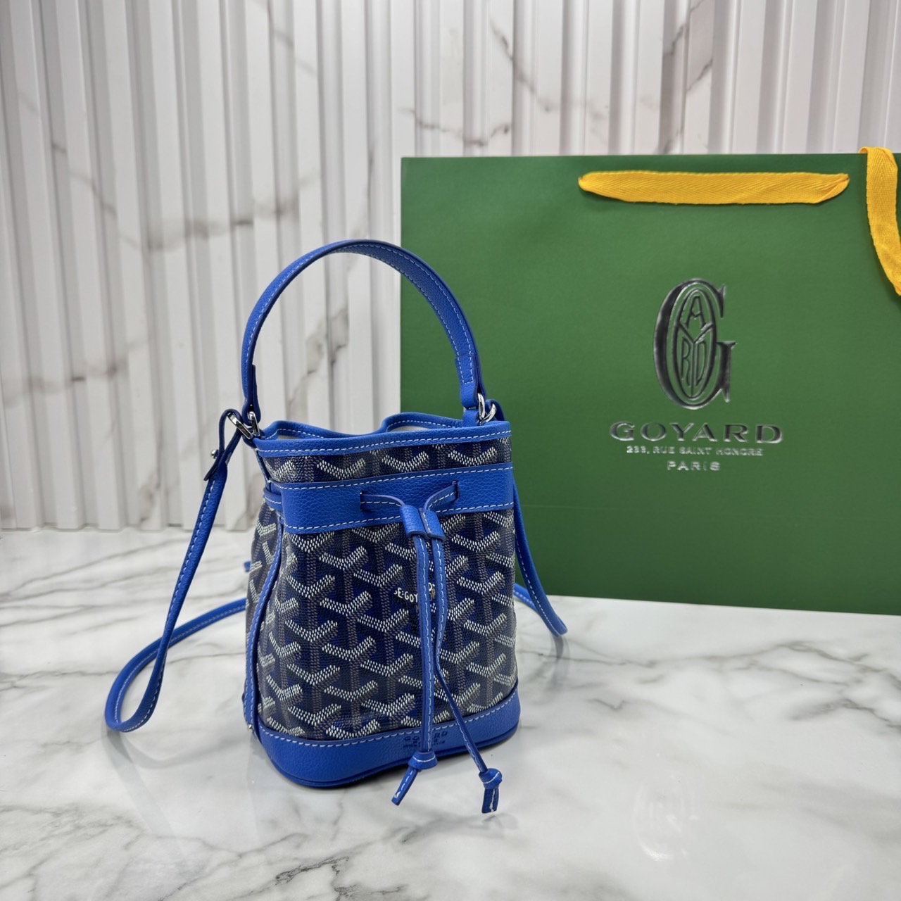 RI หนังแท้ | Goyard Petit Flot Mini bucket bag กระเป๋าสะพายทรงบัคเก็ต ไซส์มินิ ดูผู้ดีในตัว วัสดุหนังแคนวาสพิมพ์ลายสวยคม