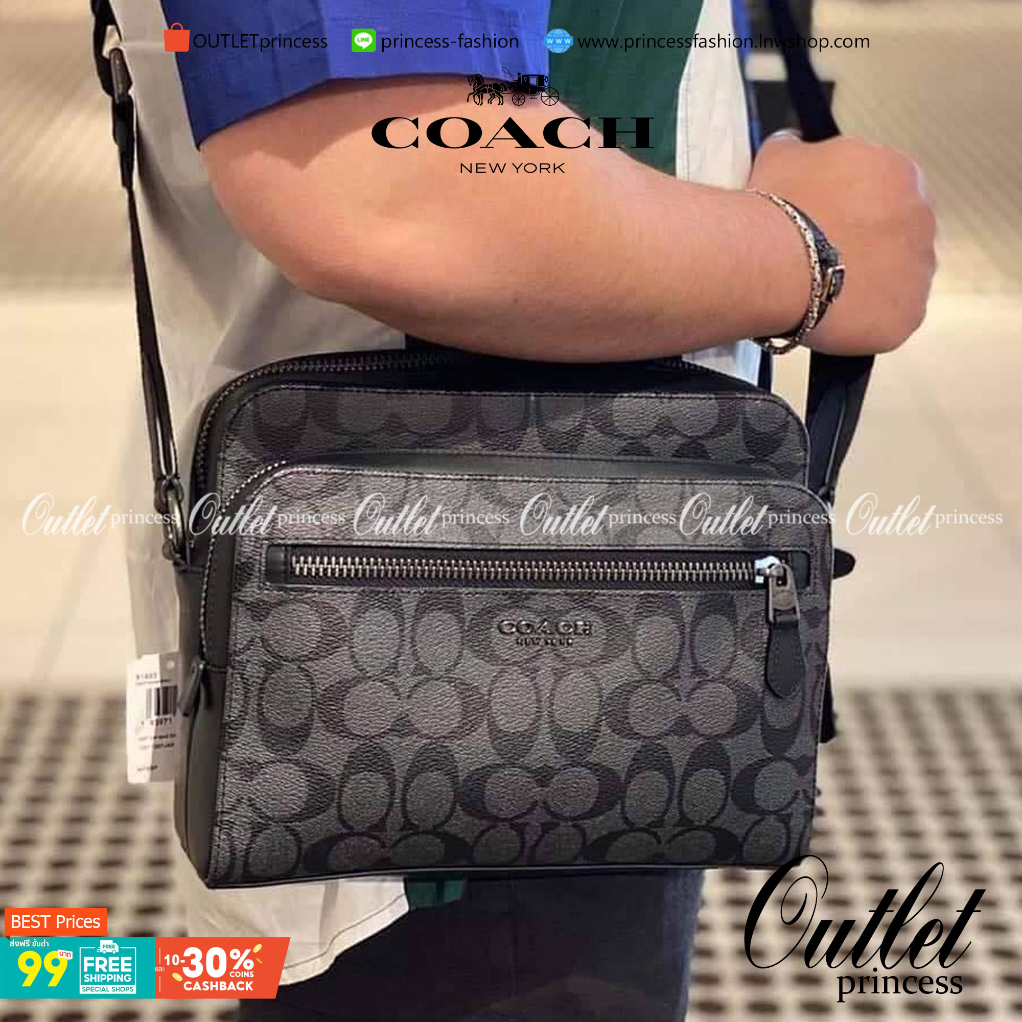 พร้อมสีออกใหม่ ห้ามพลาดค่าา!! COACH WEST CAMERA BAG IN SIGNATURE ((91485)) 🔺กลับมาตามคำเรียกร้องค่าา! กระเป๋าสะพายผู้ชาย((ผู้หญิงก็ใช่สวยทีเดียวค่ะ😘)) หนังแท้ ล่ยหนังCanvasสวยค่ะ มีช่องซิปหน้า//ช่องซิปกลางกว้าง//ช่องหลักแบบซิปคู่ ใส่สัมภาร