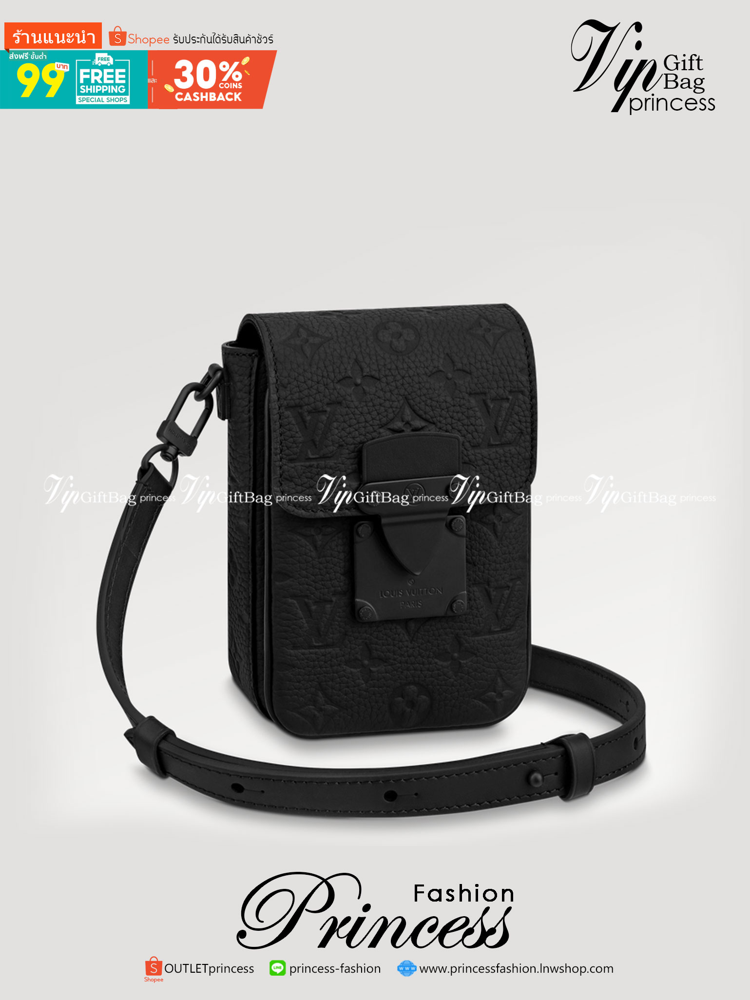 LV S-Lock Vertical wearable wallet / LV Phone bag Black Taurillon Monogram leather Cowhide-leather trim เกรดออริจินอล ใช้ได้ทั้งผู้หญิงผู้ชาย พร้อมส่งที่ไทย ภาพสินค้าถ่ายจากงานขายจริง ใช้งานต่างประเทศได้