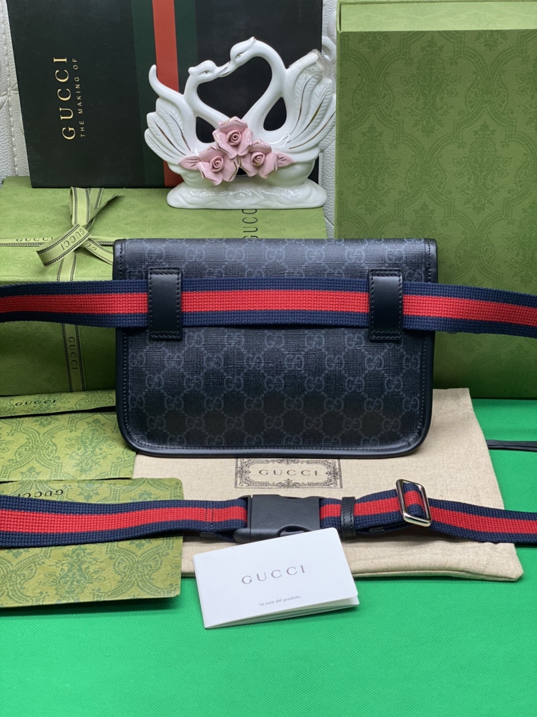 หนังแท้ GUCCI GG Black belt bag พร้อมส่งที่ไทย