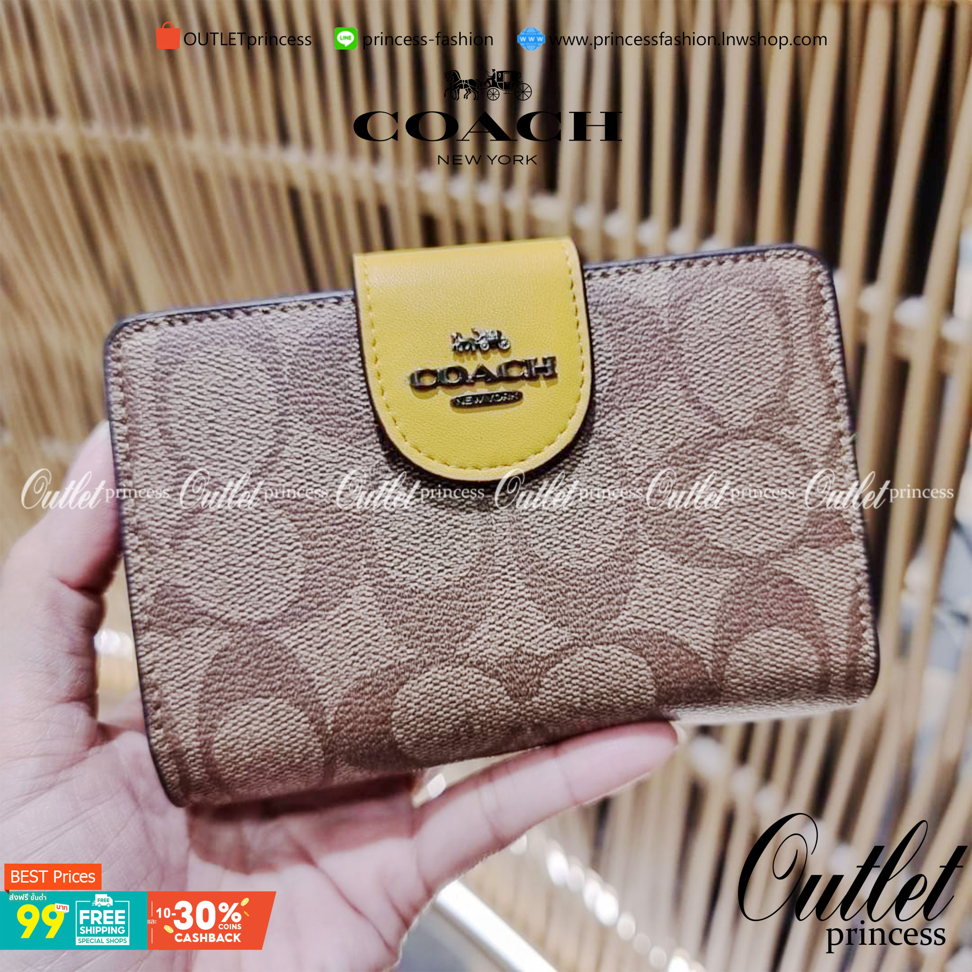 COACH C0082 MEDIUM CORNER ZIP WALLET IN SIGNATURE CANVAS ฉุดยังไงก็ไม่อยู่กับความปังของรุ่นนี้ ดีไซน์ใหม่สวยซ่อนหรู กระเป๋าสตางค์ใบกลาง 👛 เป็นไอเท็มสุดฮิต ที่ไม่ควรพลาด พกพาสะดวก ขนาดกำลังเหมาะมือ วัสดุหนังแคนวาสเคลือบลาย ภายในมีช่องใส่บัตร ใส่ธนบ