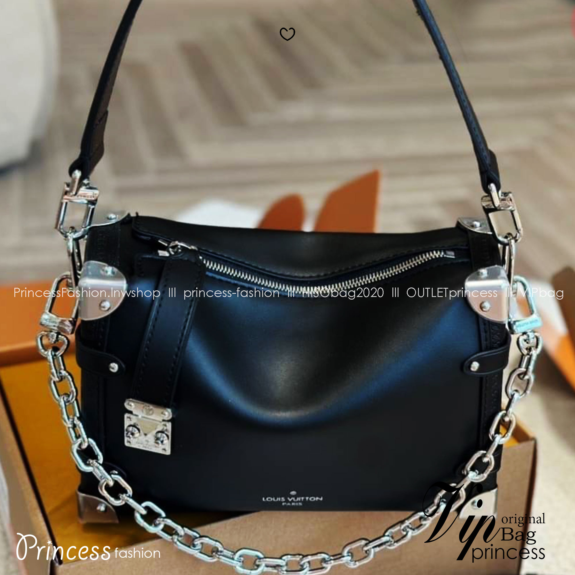 LV Side Trunk MM Leather Bag กระเป๋าสะพายทรงกล่องสีดำคลาสสิกทันสมัยมีสไตล์ รุ่นใหม่หนังเรียบสวยสุดไอคอนิก พร้อมตอบรับได้ทุกลุค ทุกสไตล์