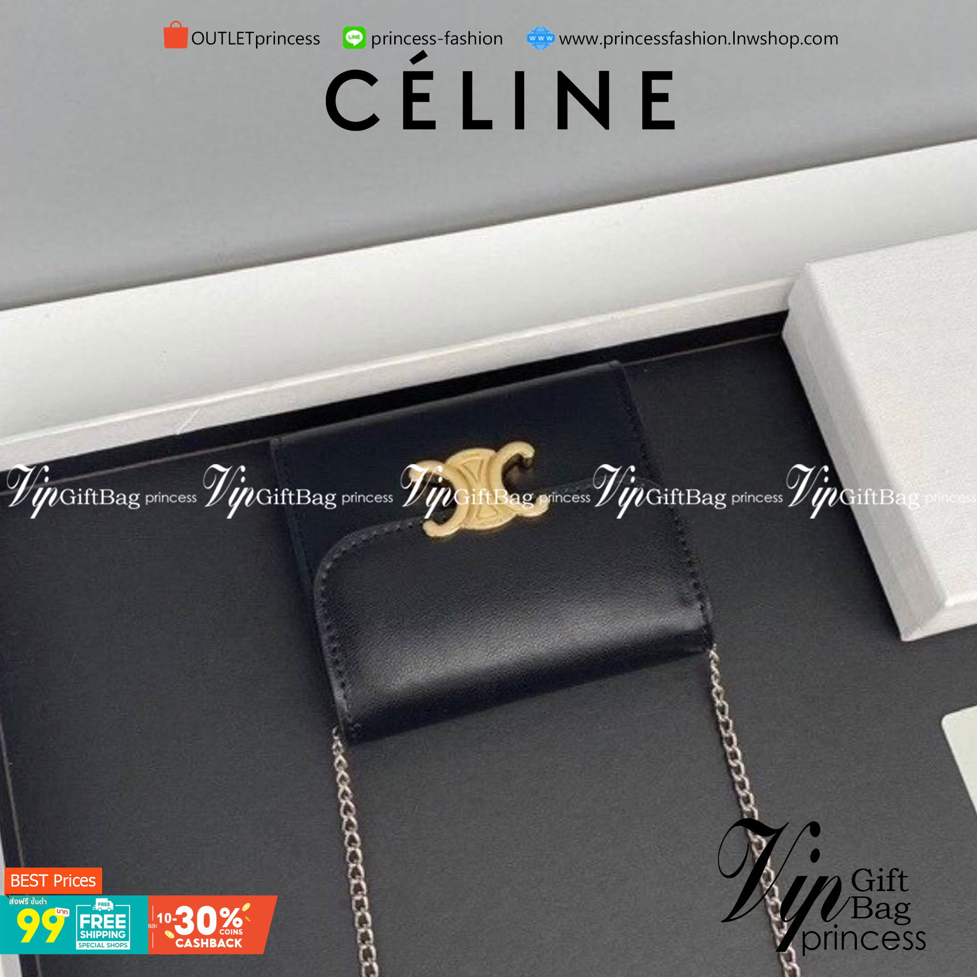 สีใหม่พร้อมส่ง! สีเขียวเหนี่ยวทรัพย์! และสีดำสุดคลาสสิค CELINE SHORT WALLET VIP GIFT WITH PURCHASE (GWP) หนังเรียบสวยอยู่ทรงมีโลโก้ด้านหน้าเปิดปิดด้วยฝาพับกระดุม ภายในมีช่องแบ่งหลายช่อง มีช่องใส่บัตรหลายช่อง ช่องใส่เหรียญ ช่องใส่ธนบัตร ใส่แบงก์พันได้เหมือ