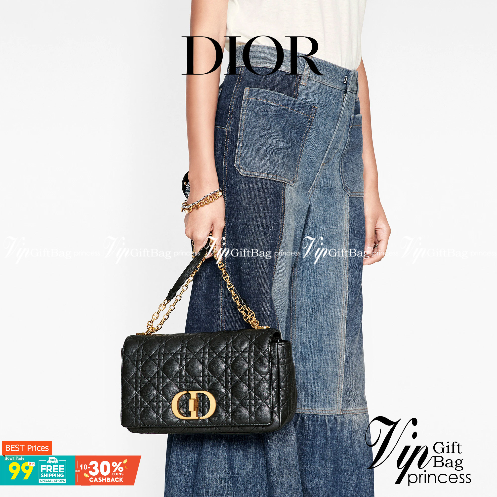 DIOR CARO BAG กระเป๋าสะพายทรงกล่องเปิดหน้าแต่งอะไหล่CD มาพร้อมสายสะพายยาวครอสบอดี้ มาครบ 3 ขนาด หนังสวย ภาพถ่ายจากงานขายจริงนะคะ