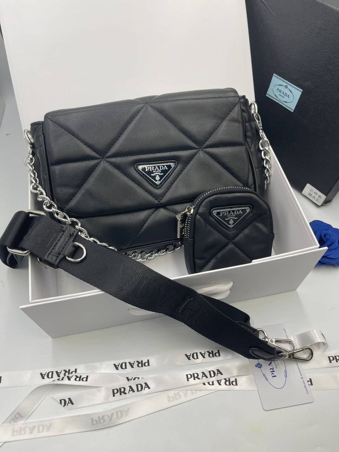VIP 】PRADA System nappa leather patchwork bag หนังแท้ พร้อมส่งที่ไทย 6 สี