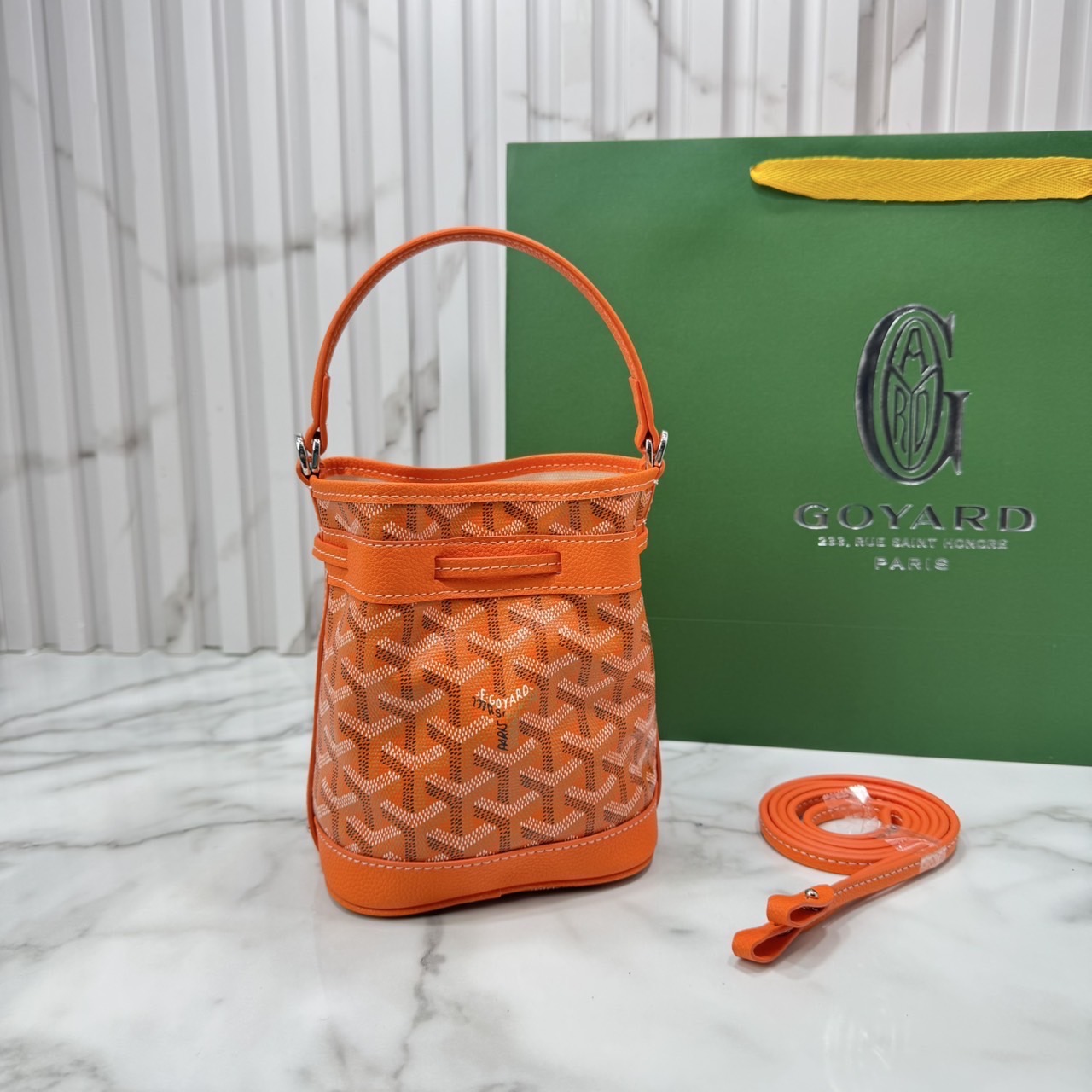 RI หนังแท้ | Goyard Petit Flot Mini bucket bag กระเป๋าสะพายทรงบัคเก็ต ไซส์มินิ ดูผู้ดีในตัว วัสดุหนังแคนวาสพิมพ์ลายสวยคม