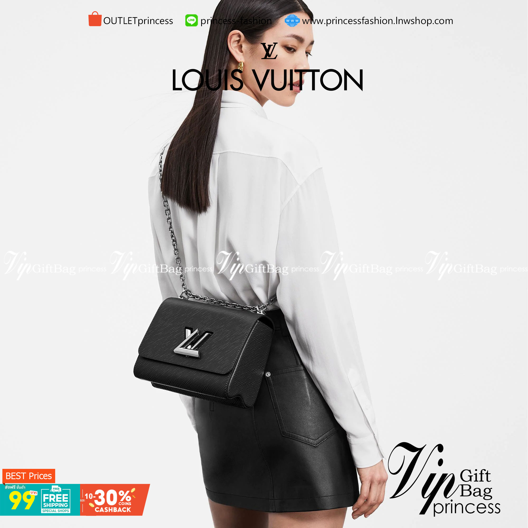 VIP 】หนังแท้ LOUIS VUITTON Epi Twist Shoulder Bag MM 4 สี พร้อมส่งที่ไทย